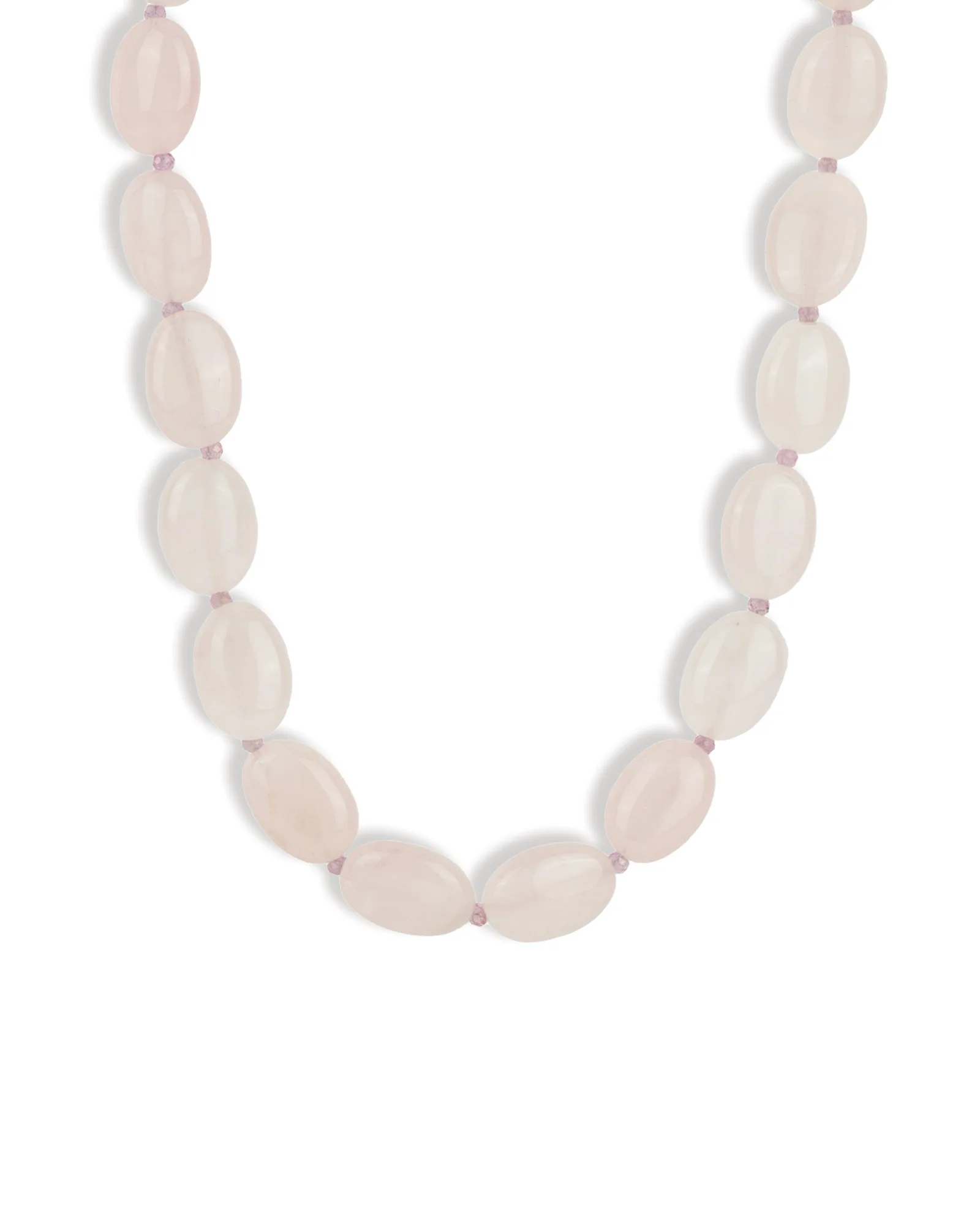 Rose Quartz Oval Beaded Necklace