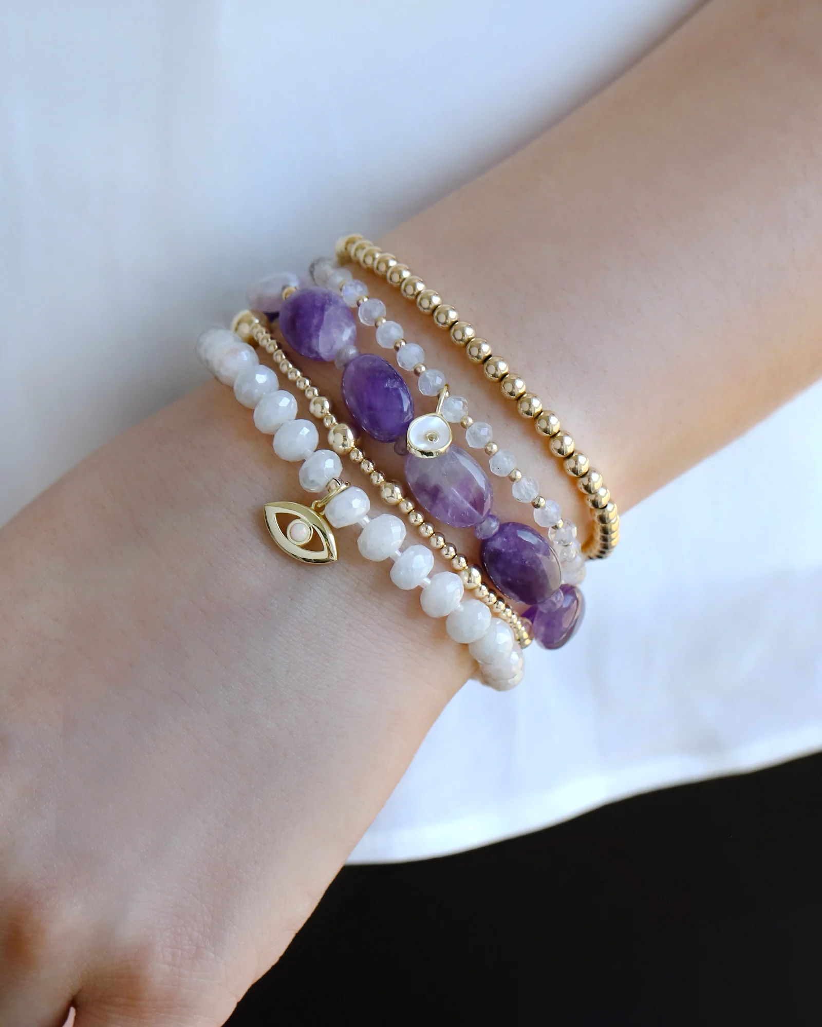 Mother of Pearl Charm Beaded Bracelet - Image 2