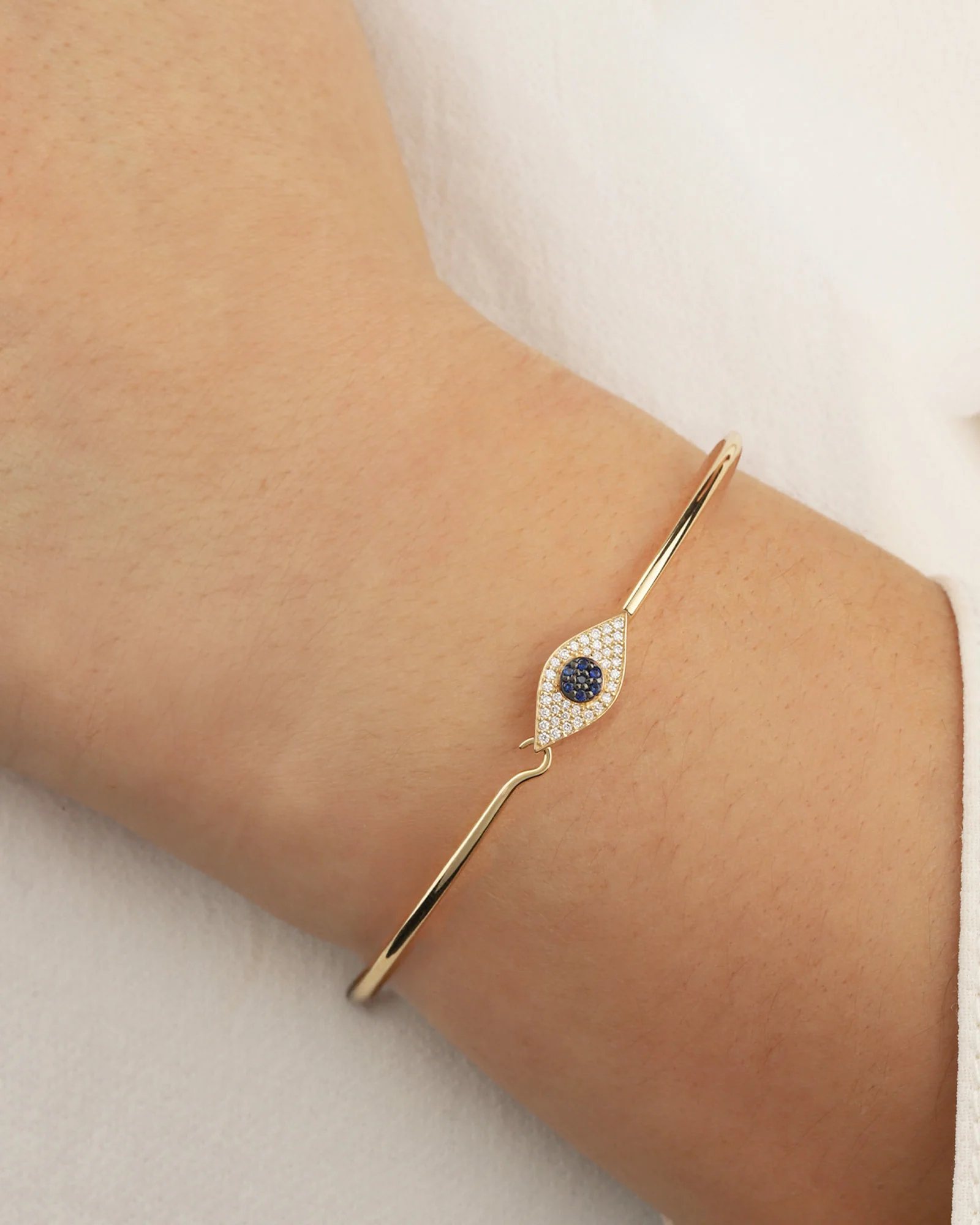 Pavé Evil Eye Hook Bangle - Image 2
