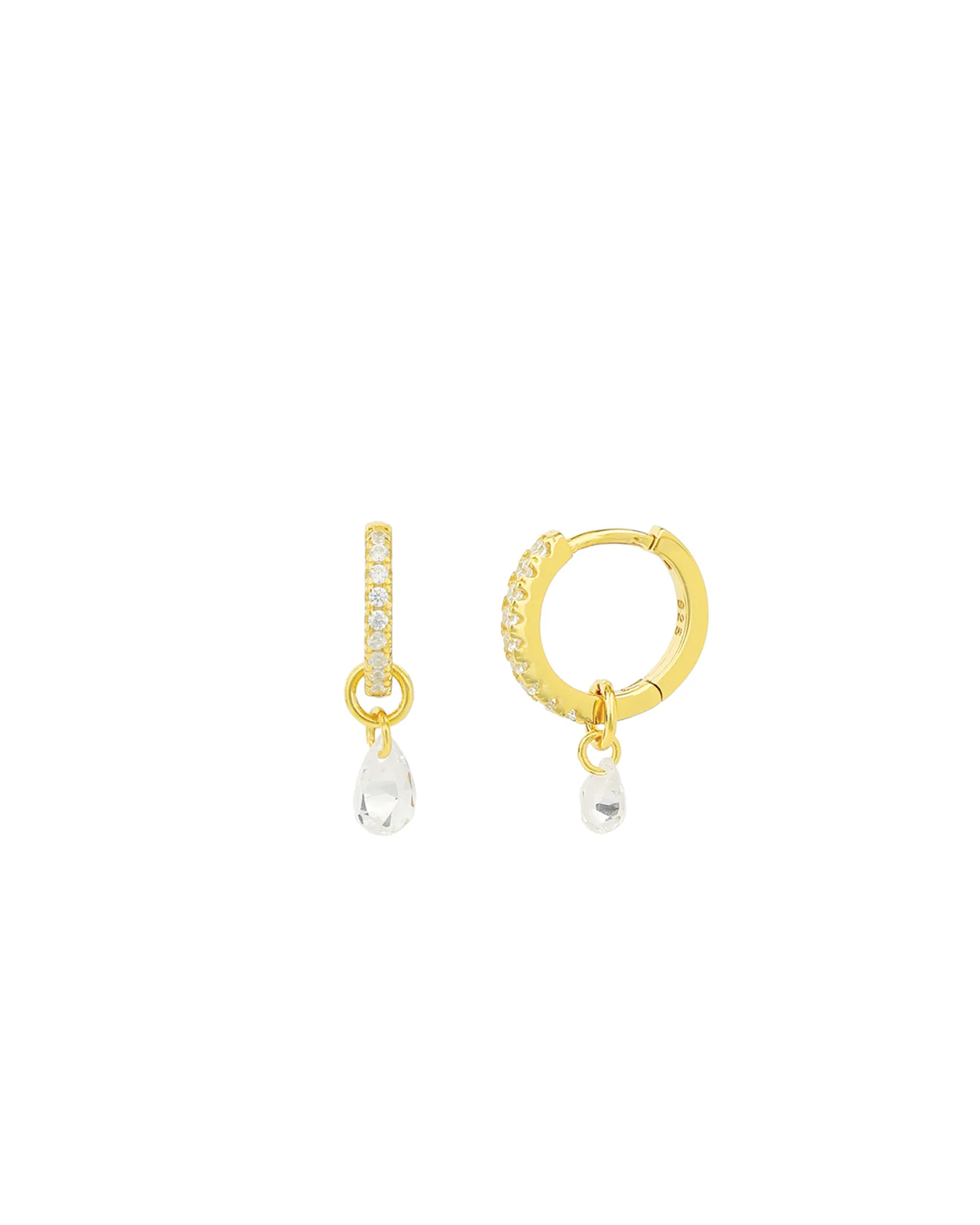 Floating Teardrop CZ Pavé Huggies