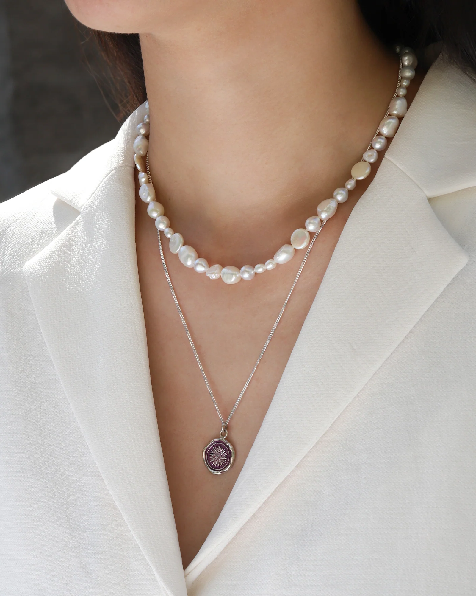 15" Mix Pearl Strand Necklace - Image 2