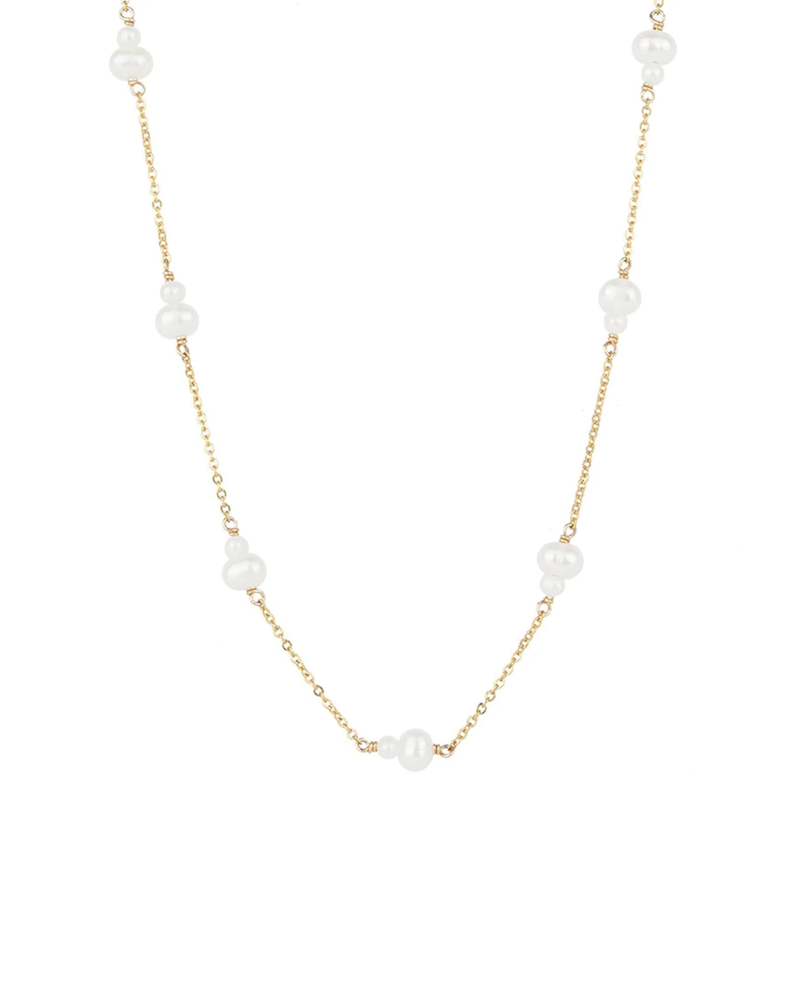 Double Pearl Station Necklace