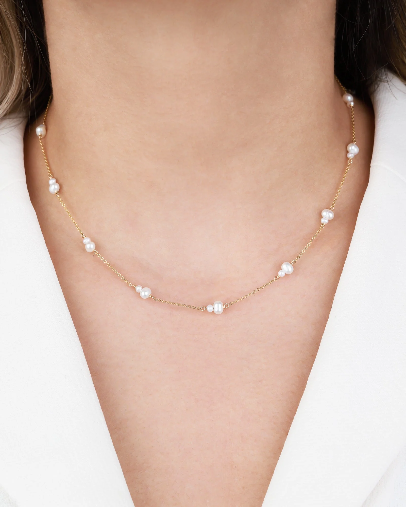 Double Pearl Station Necklace - Image 3