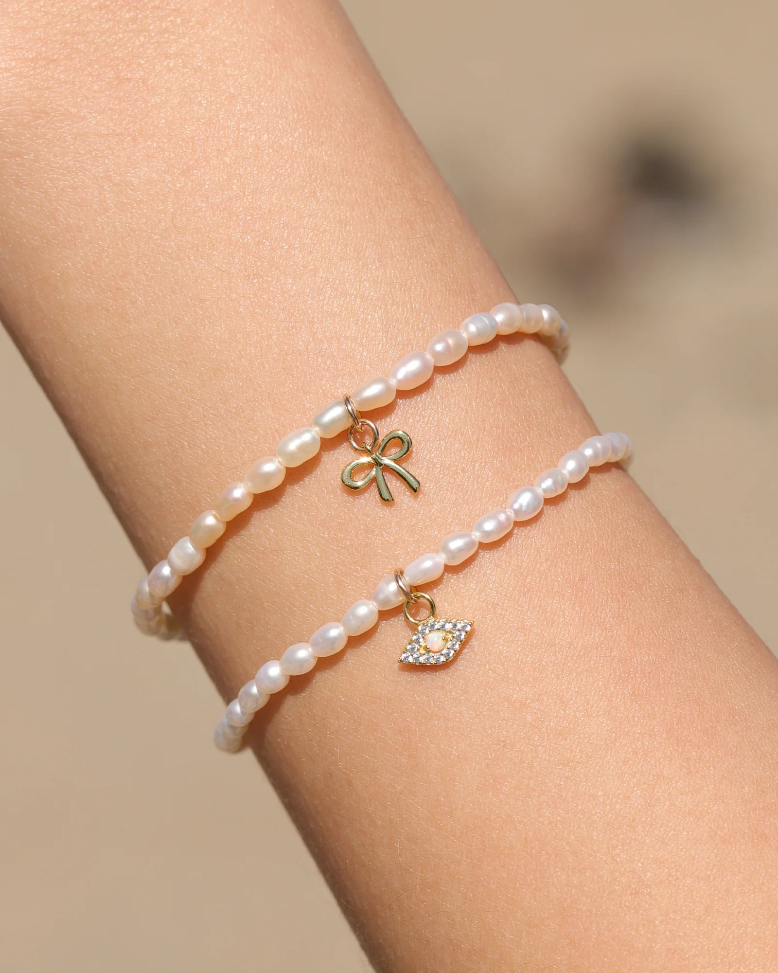 Evil Eye Drop Beaded Bracelet | 3mm - Image 2