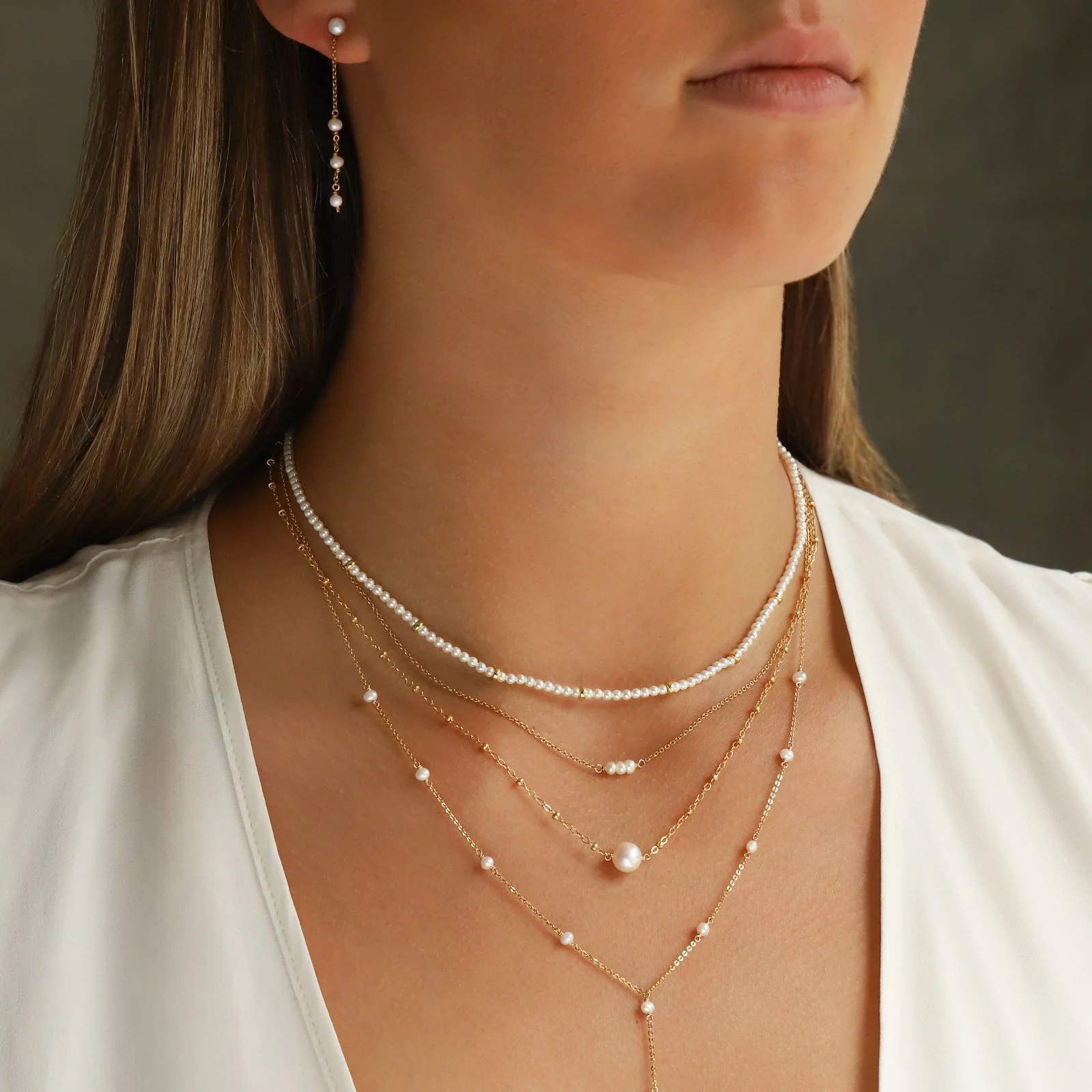 Three Drop Pearl Ear Jacket - Image 2