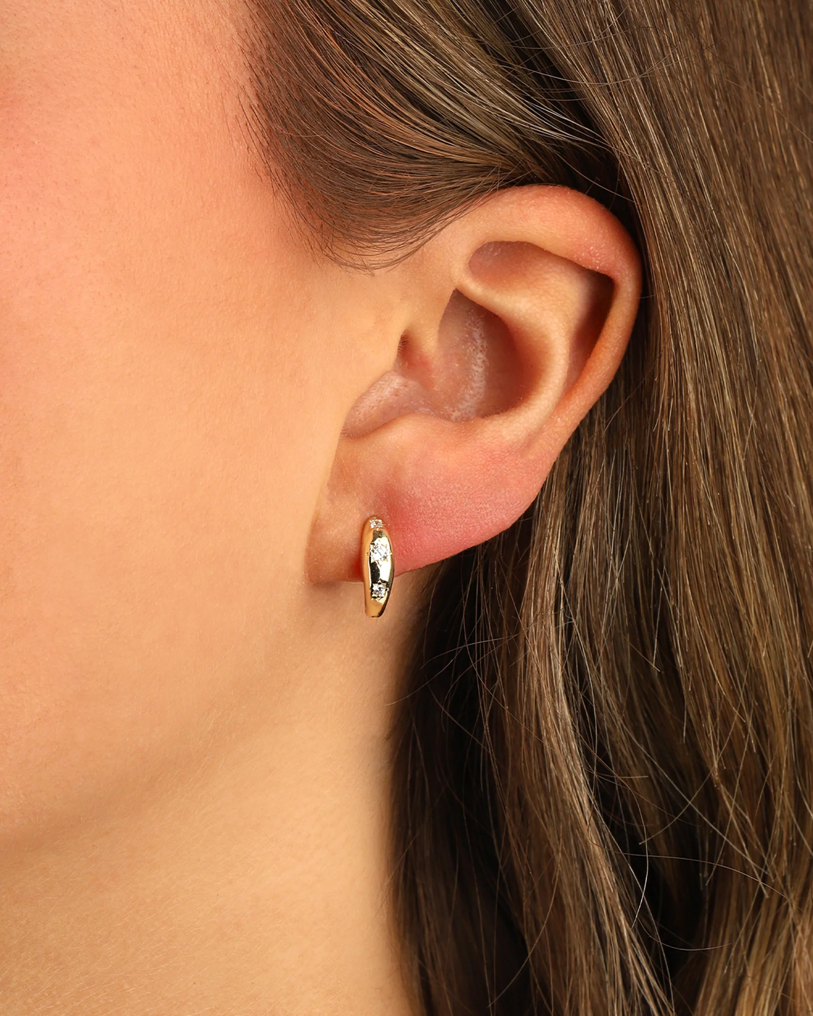 Celestial CZ Dome Huggies I 12mm - Image 2