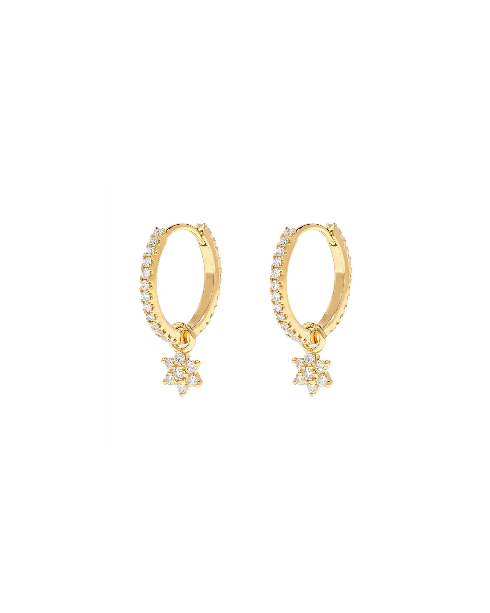 CZ Flower Drop Huggies I 12mm