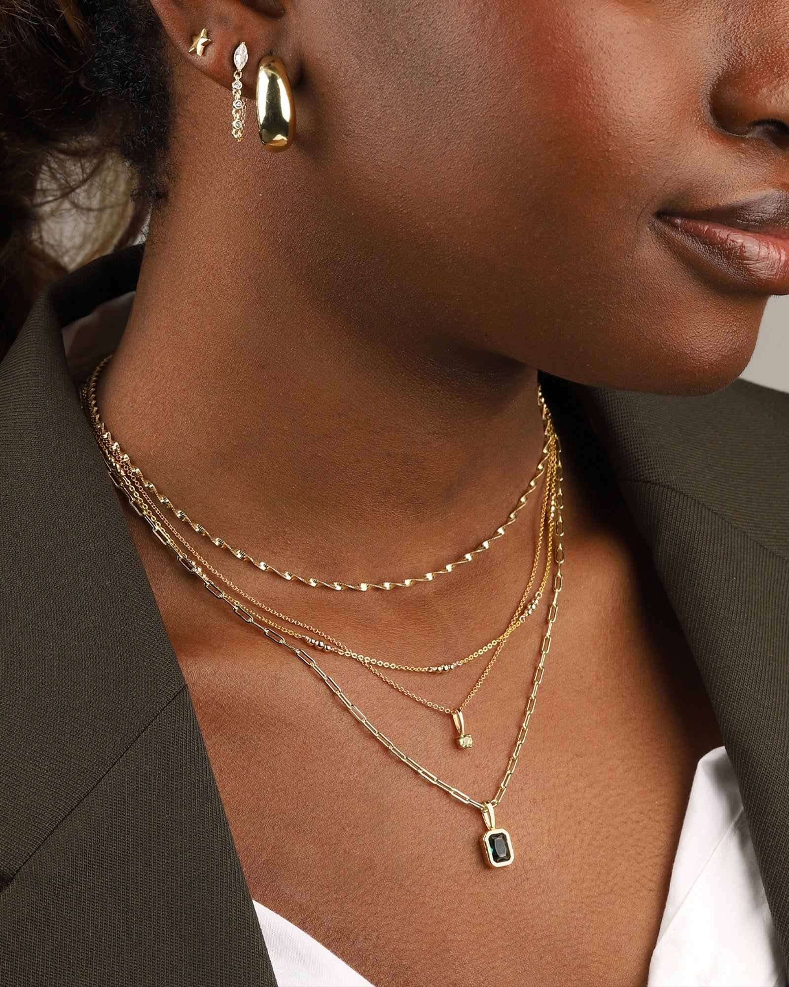 Emerald Cut Birthstone Paperclip Necklace - Image 2