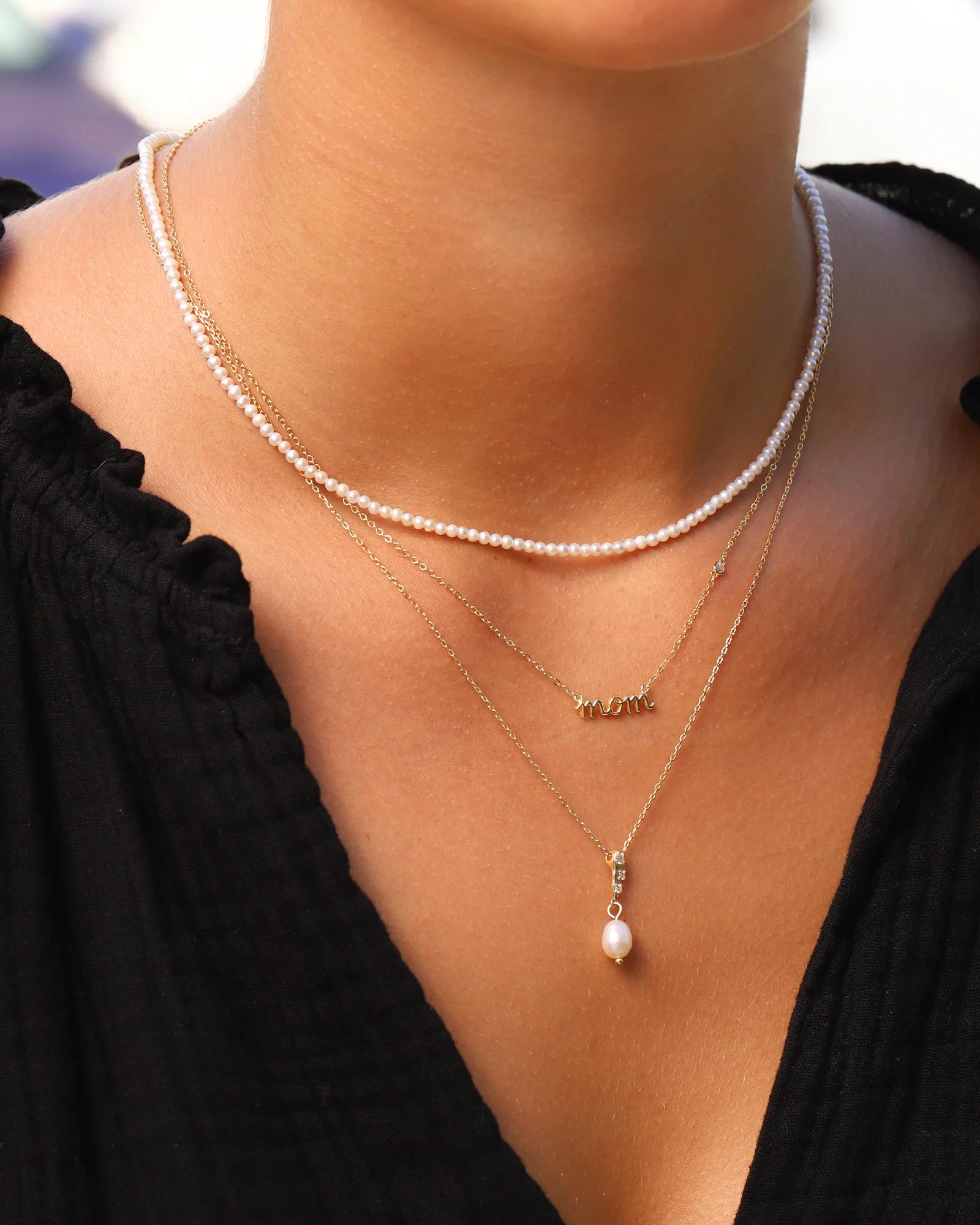 Mom Cursive CZ Necklace - Image 2