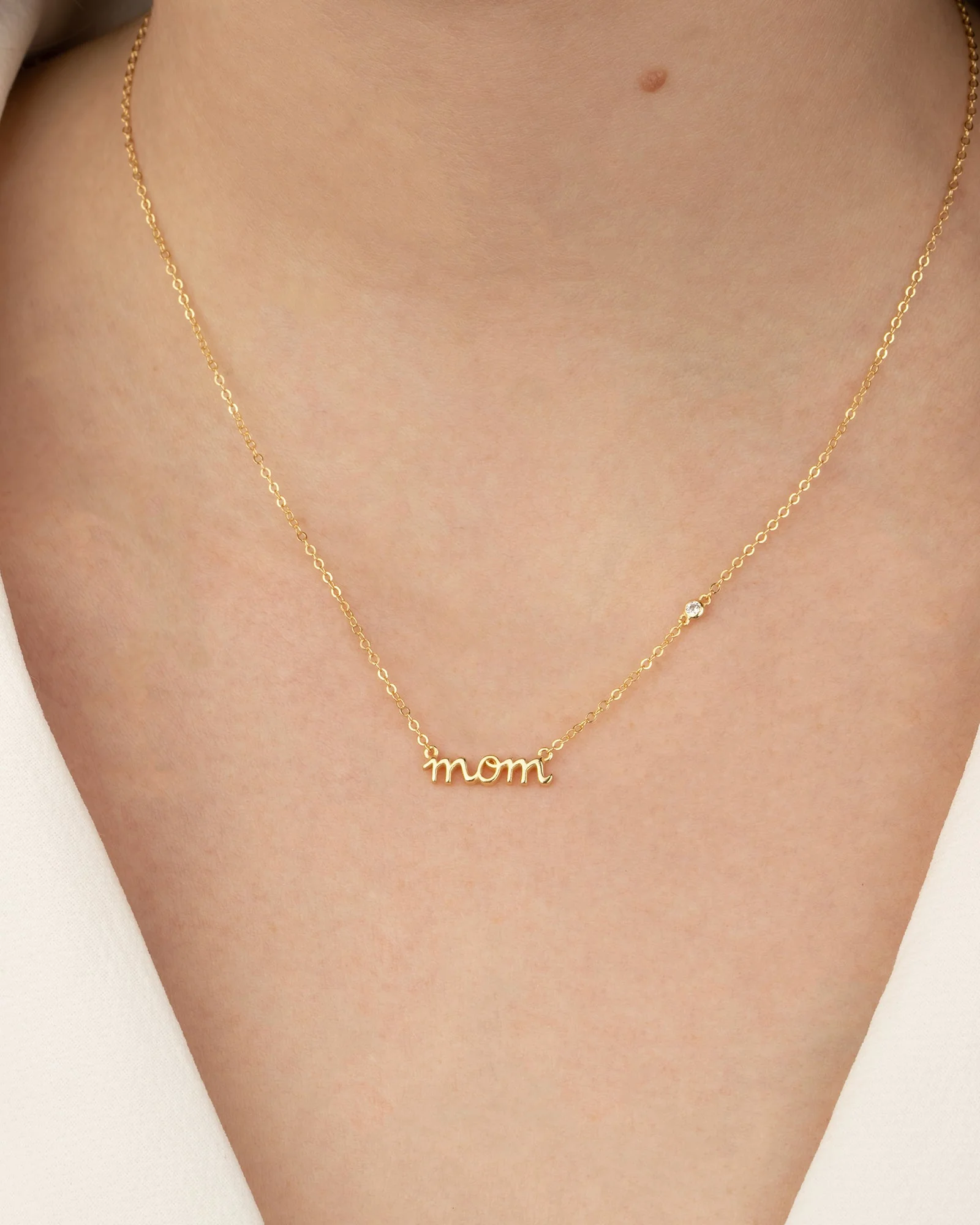 Mom Cursive CZ Necklace - Image 4