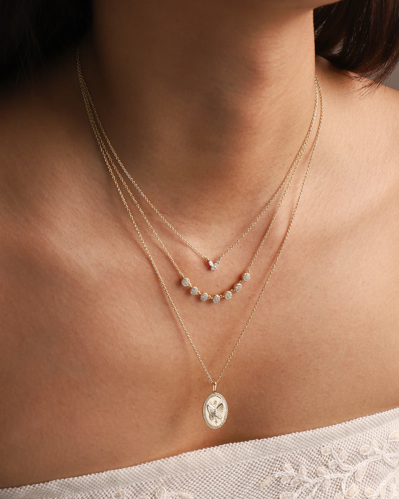 Oval Butterfly Necklace - Image 2