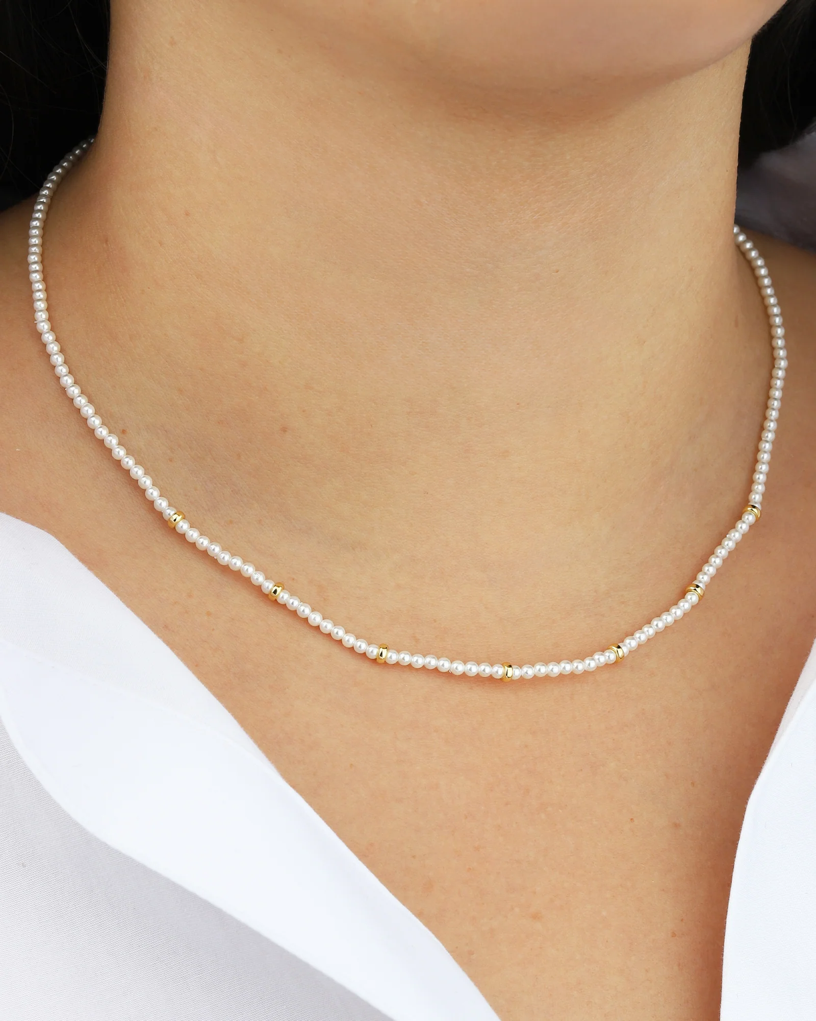 Pearl Rondelle Necklace - Image 4