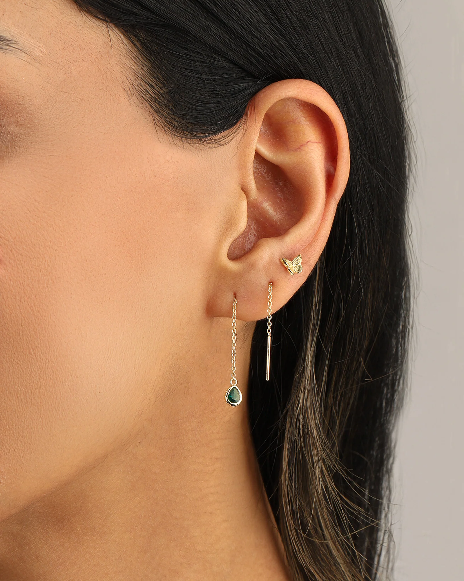 Teardrop Threader Earrings - Image 2