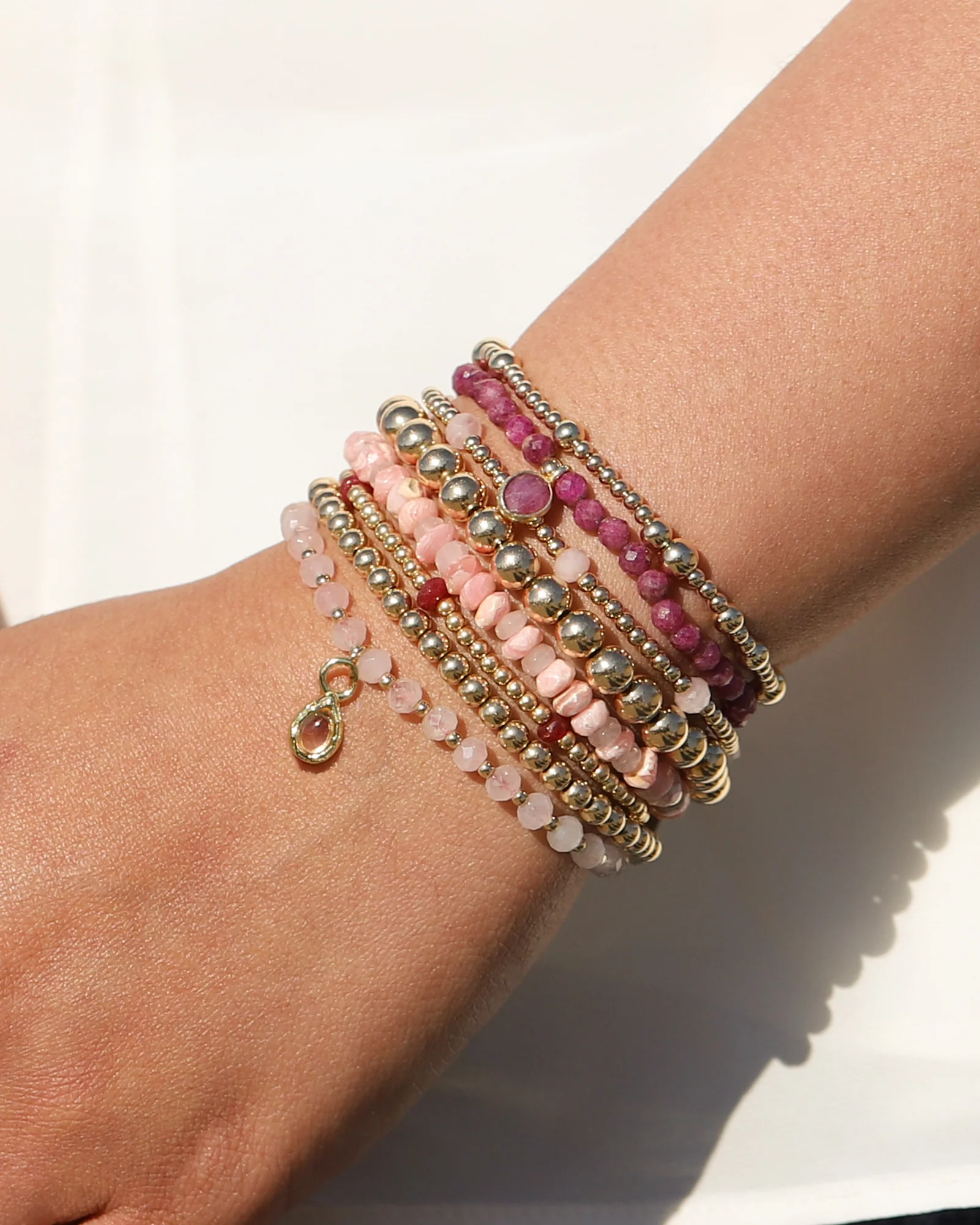 Drop Bezel Charm Beaded Bracelet | 4mm - Image 2