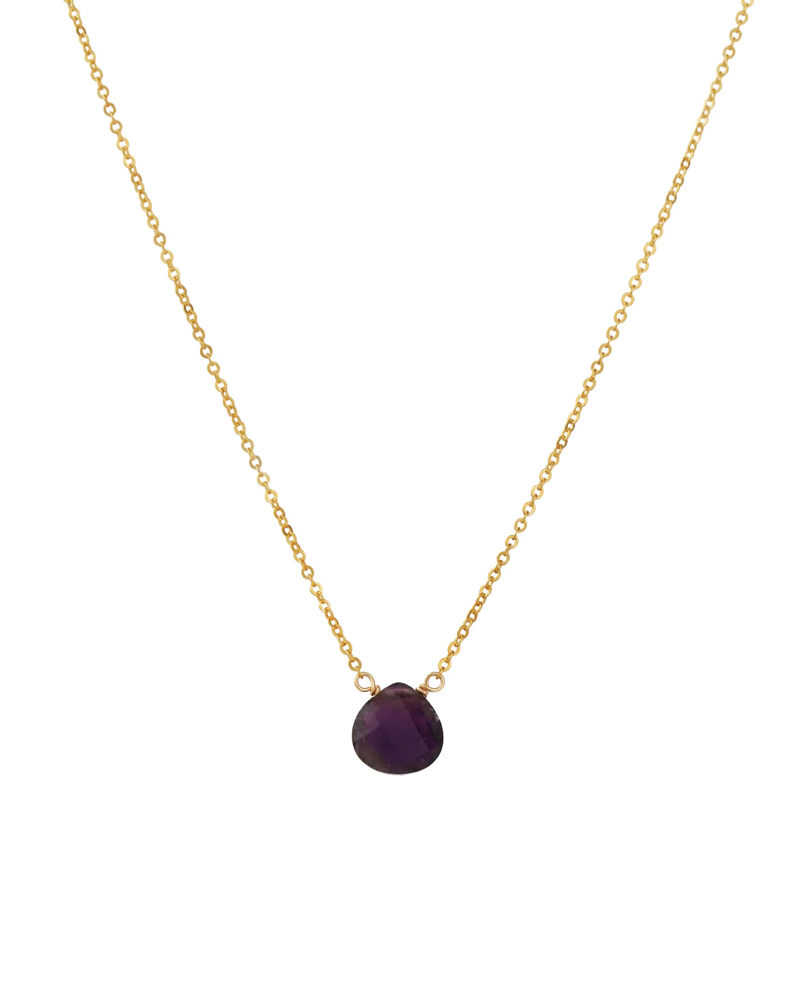 Amethyst Heart Cable Chain Necklace | 8mm