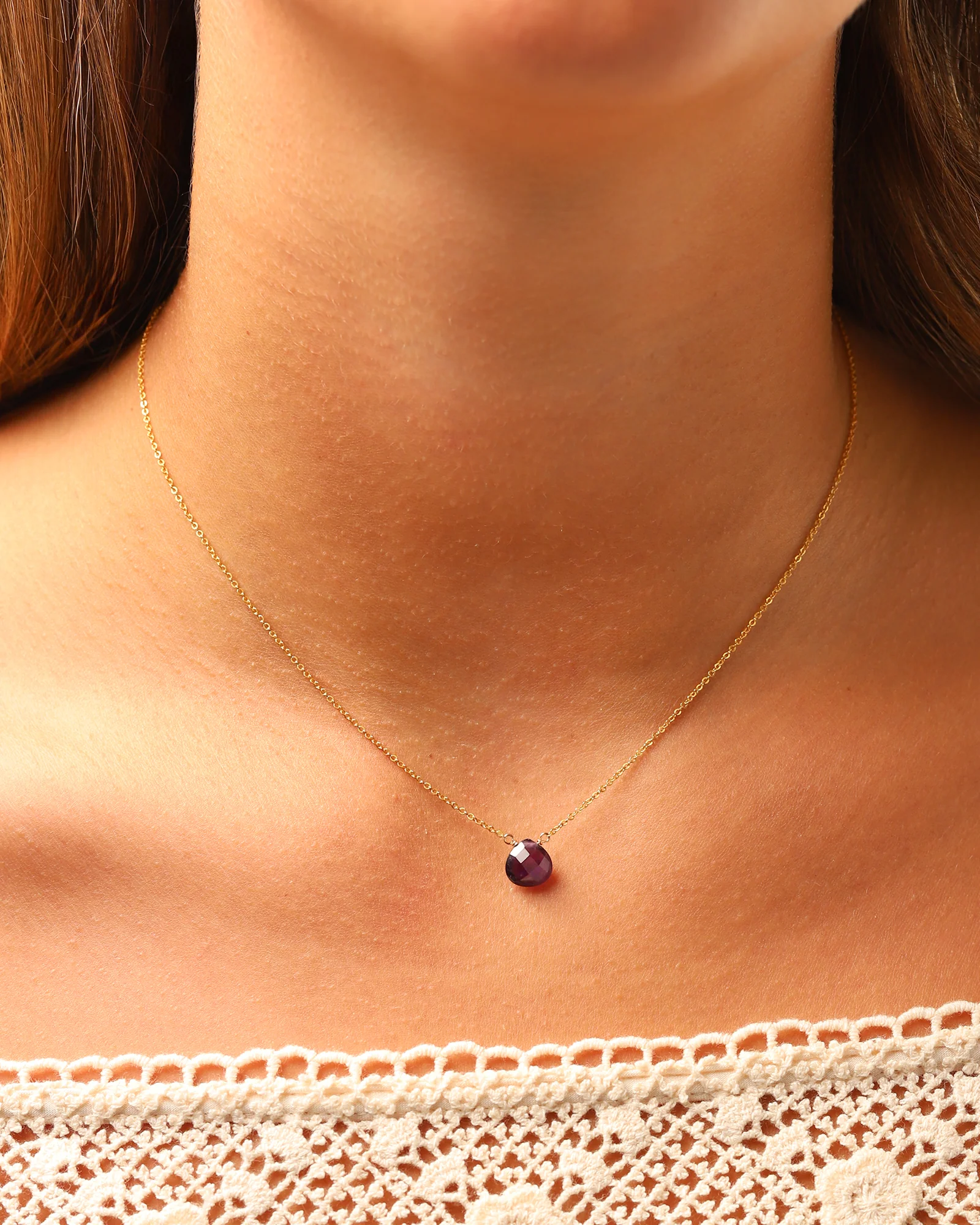 Amethyst Heart Cable Chain Necklace | 8mm - Image 2