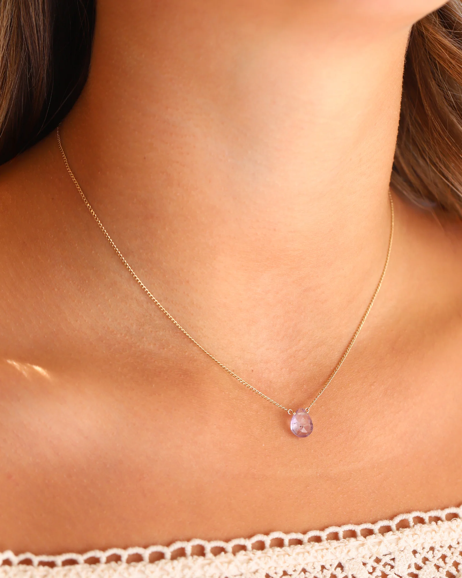 Amethyst Pear Cable Chain Necklace | 8mm - Image 2