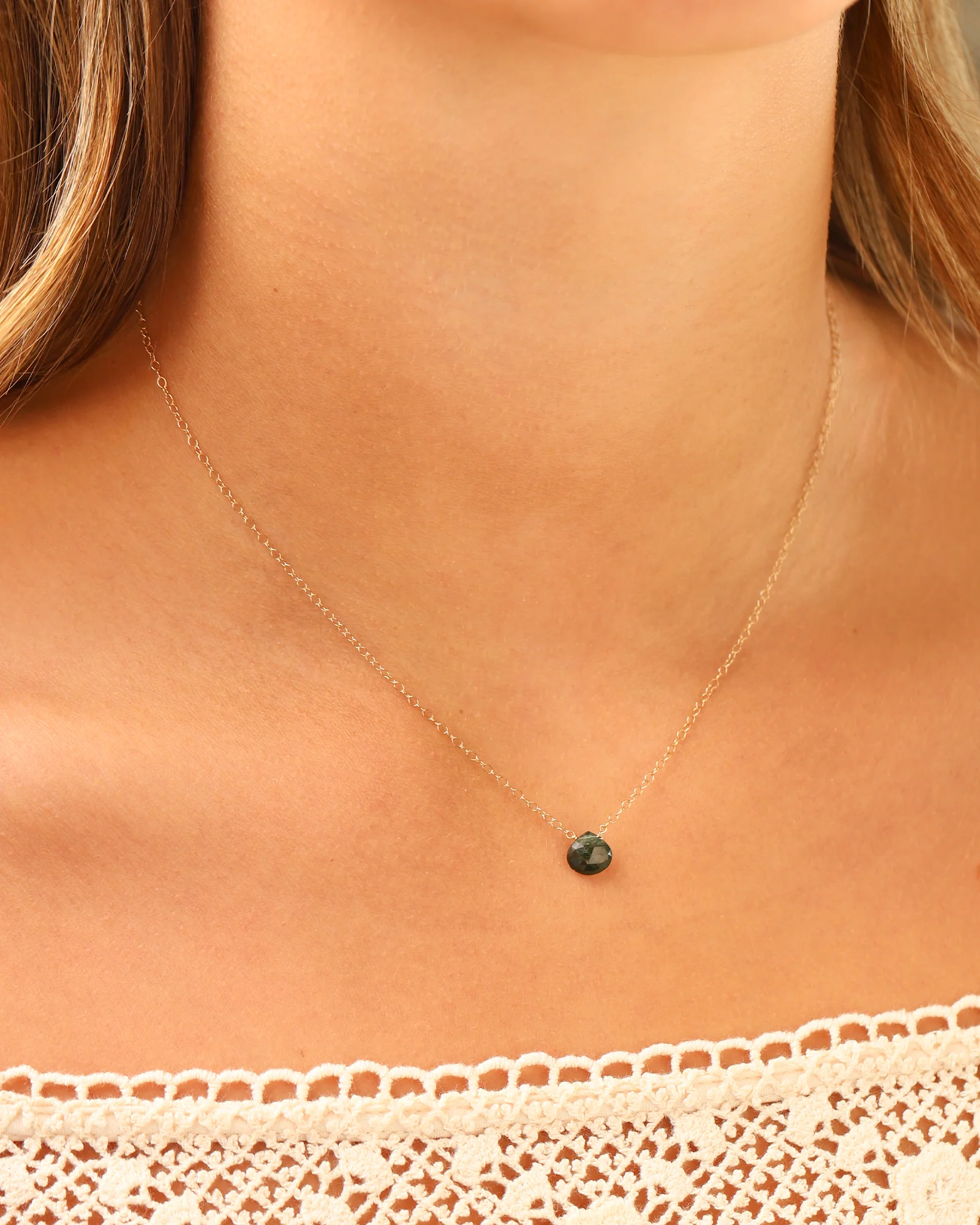 Apatite Heart Cable Chain Necklace | 6mm - Image 2