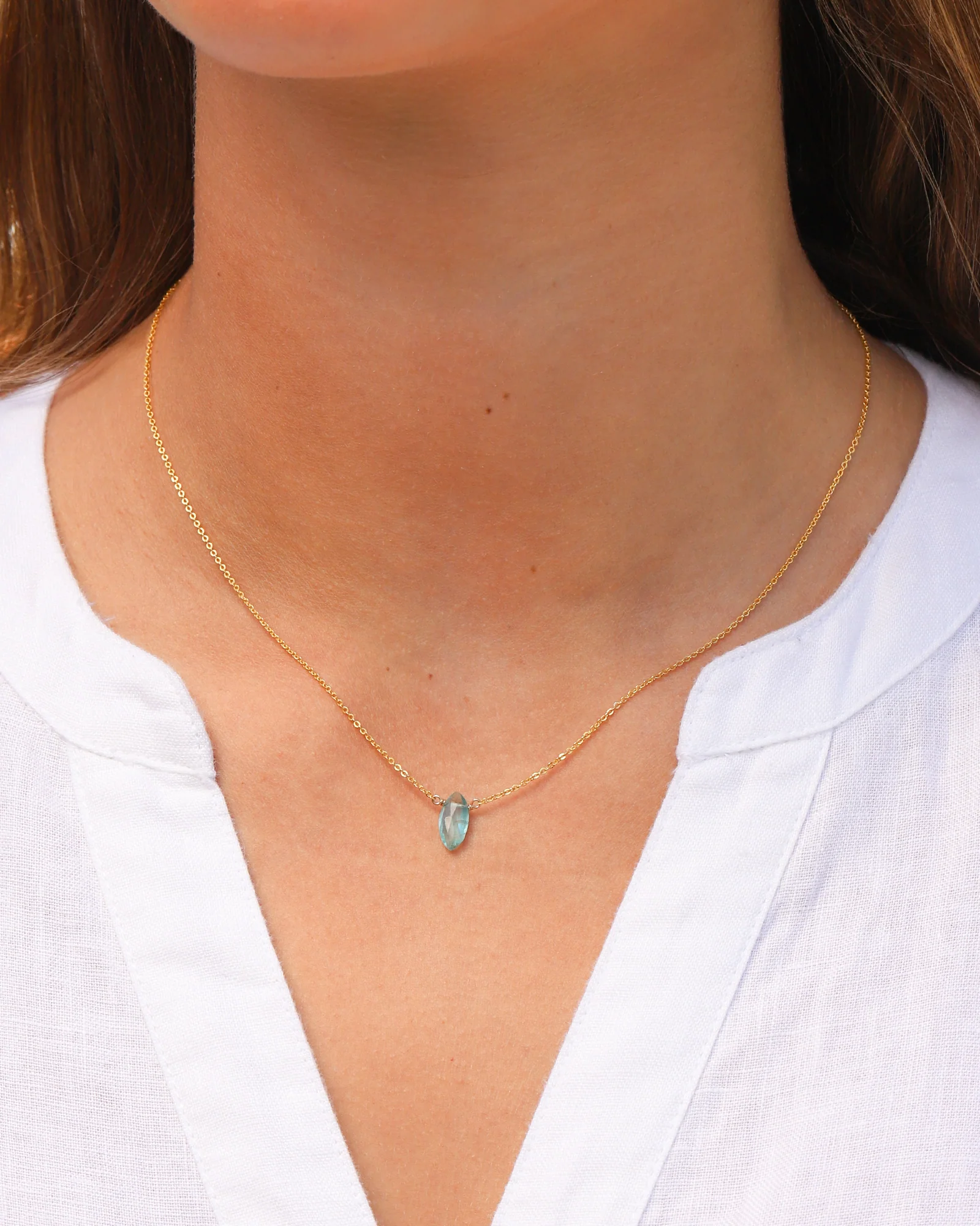 Apatite Marquise Cable Chain Necklace | 10mm - Image 2