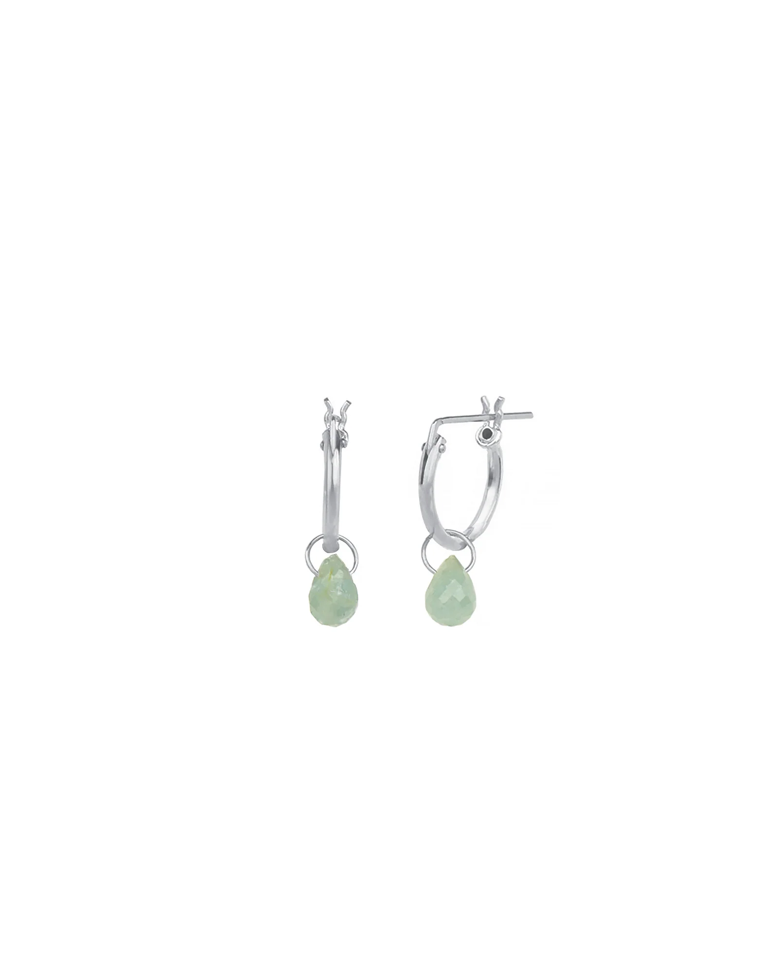 Aquamarine Teardrop Floating Drop Huggies | 12mm