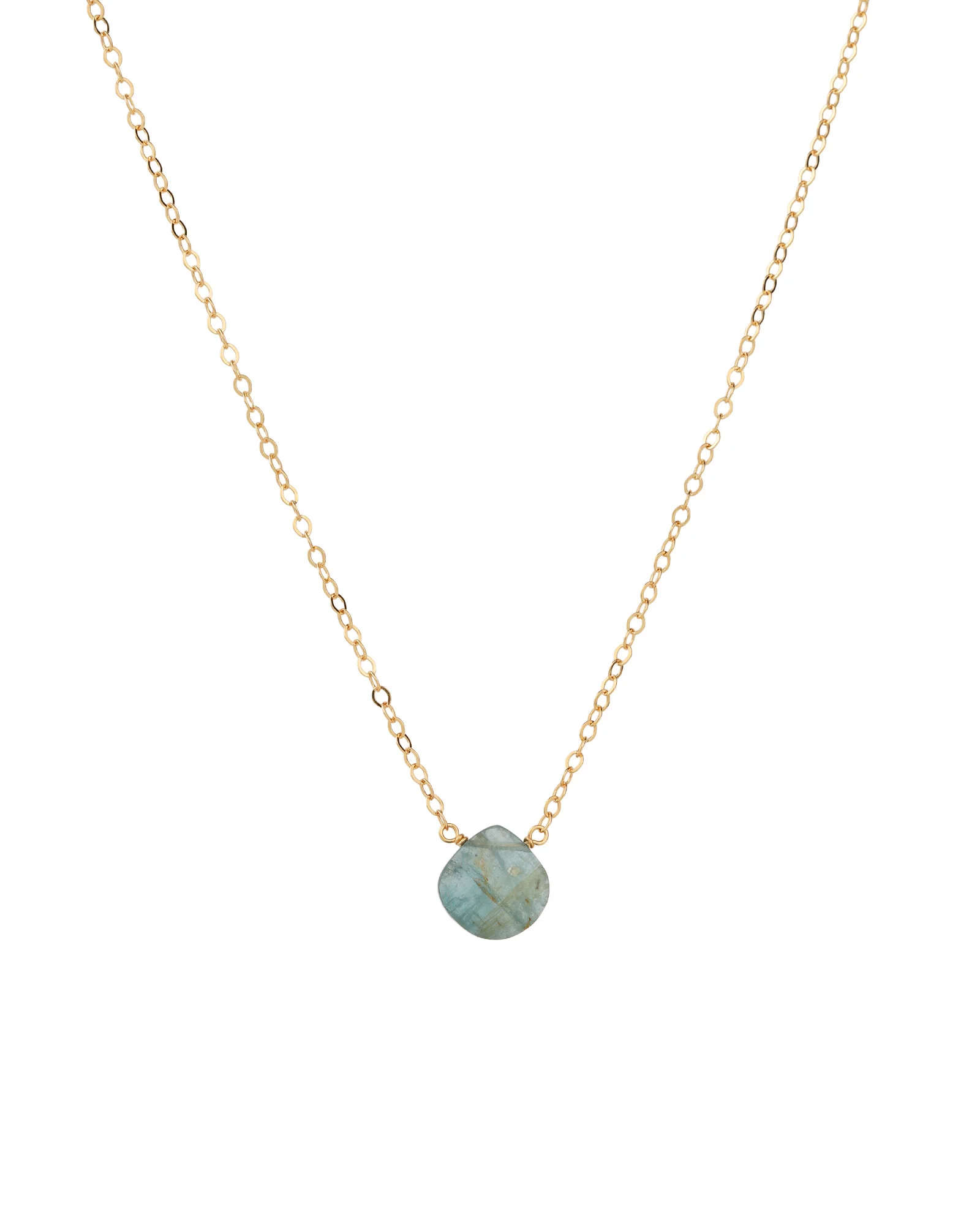 Blue Kyanite Heart Cable Chain Necklace | 8mm