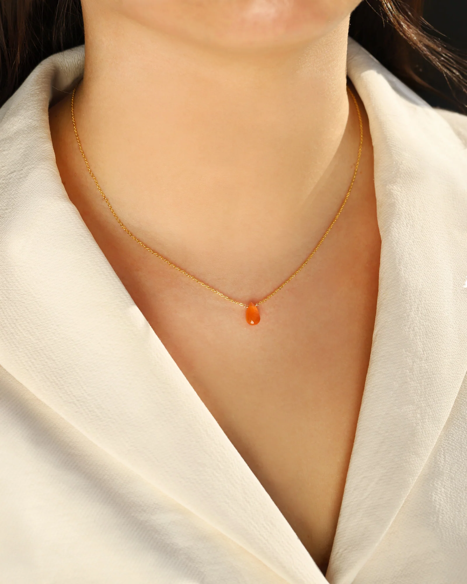 Carnelian Pear Cable Chain Necklace | 6mm - Image 4