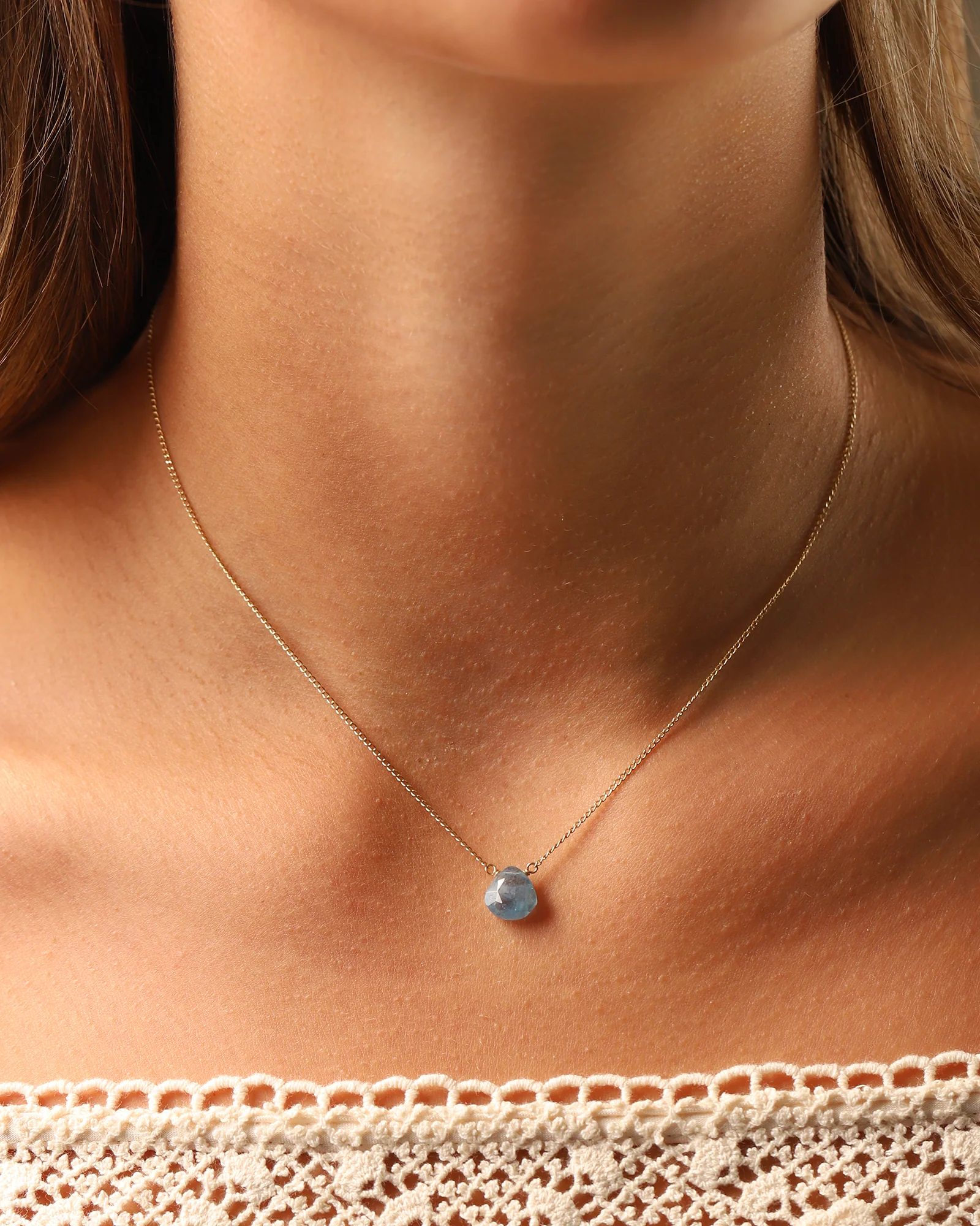 Grandidierite Heart Curb Chain Necklace | 10mm - Image 2