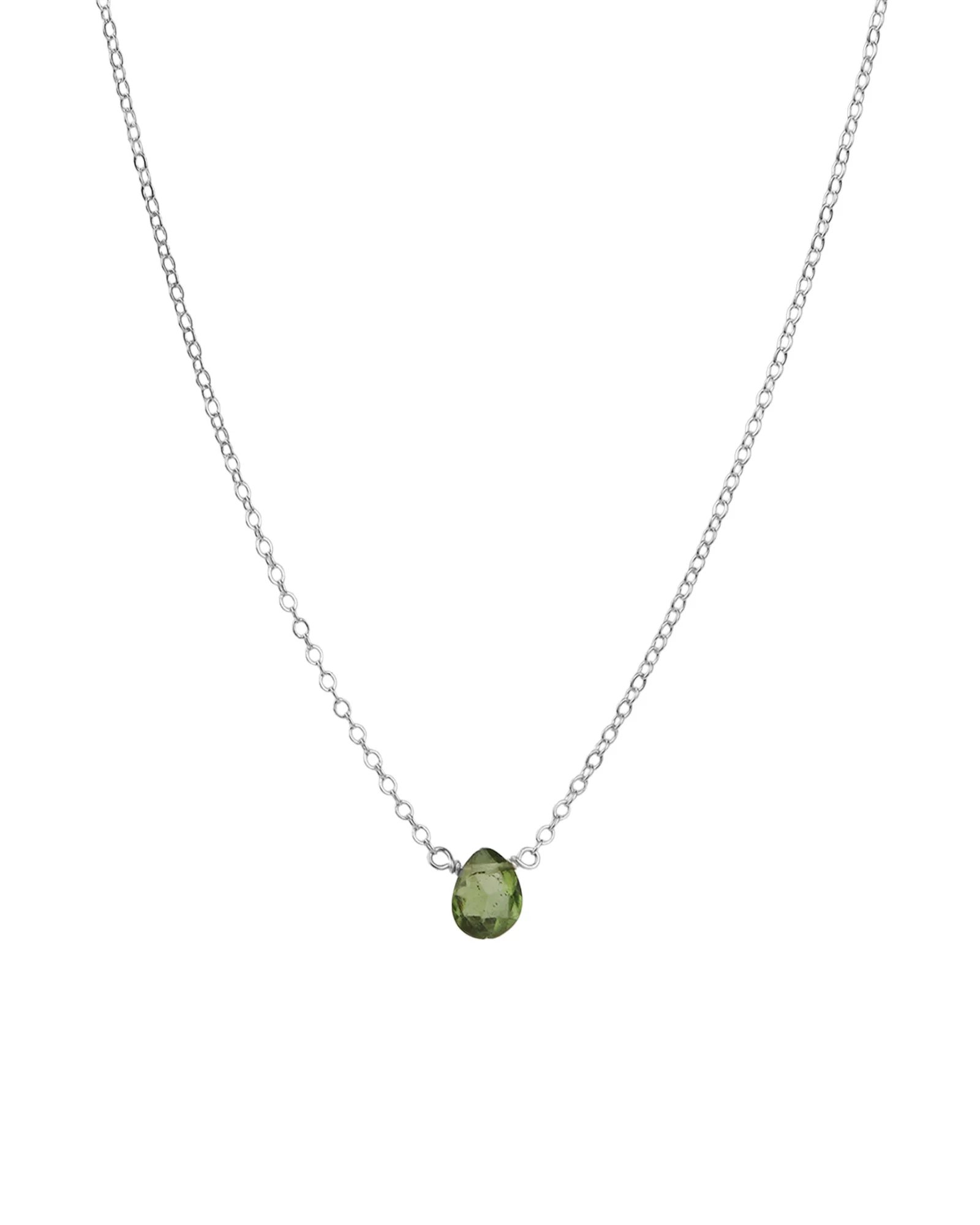 Green Apatite Pear Cable Chain Necklace | 6mm