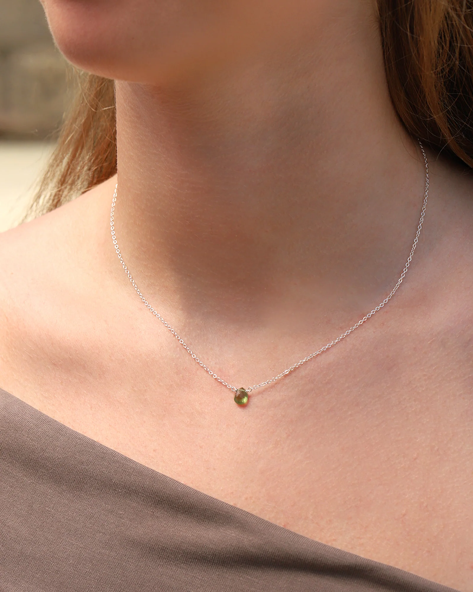 Green Apatite Pear Cable Chain Necklace | 6mm - Image 2