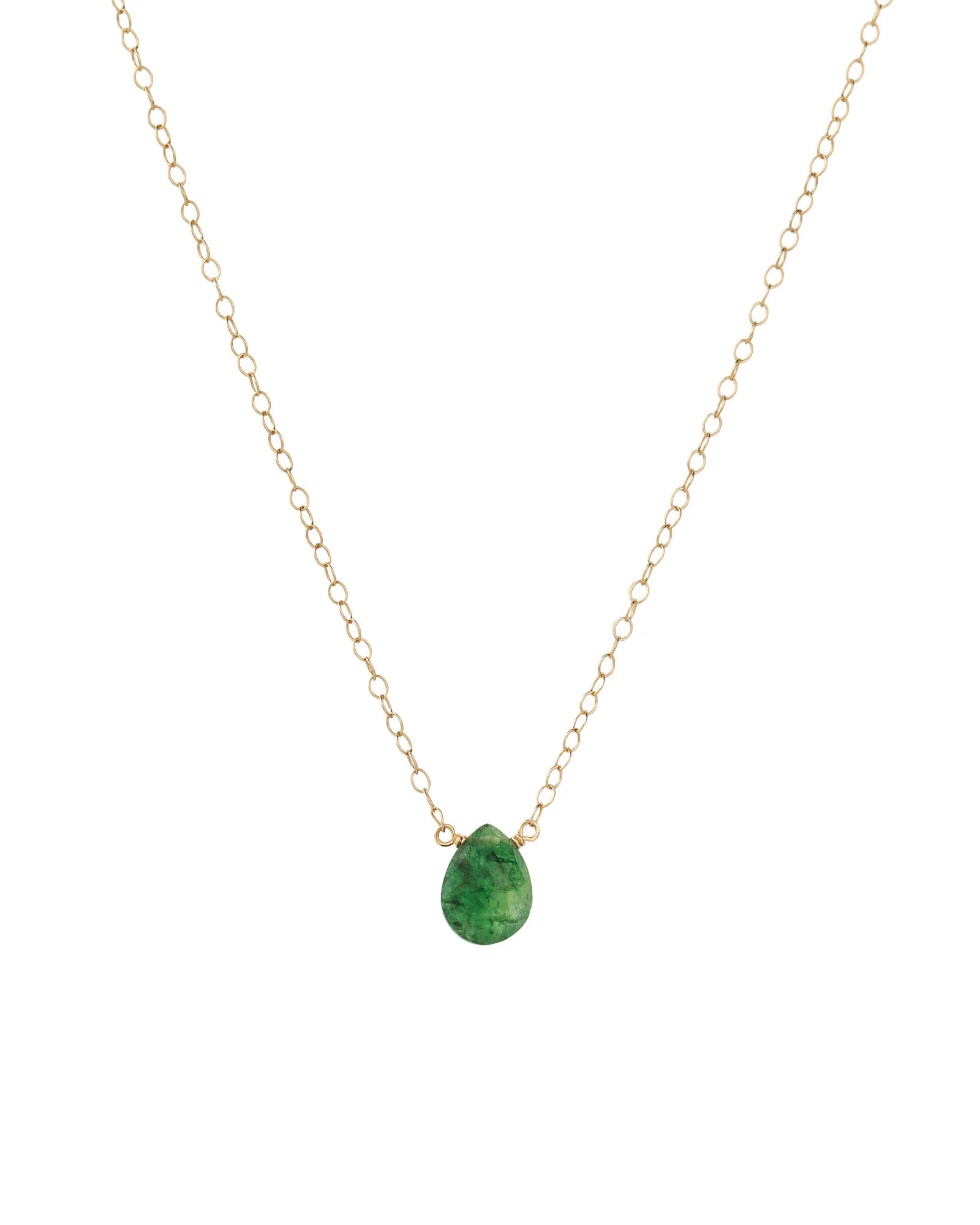 Green Quartz Pear Cable Chain Necklace | 8mm