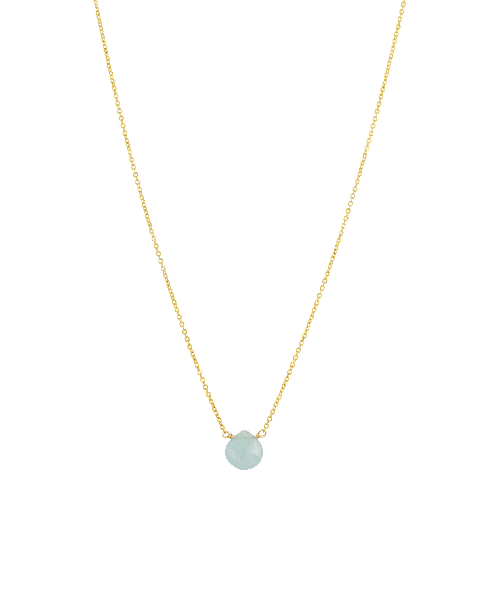 Aquamarine Heart Cable Chain Necklace | 8mm