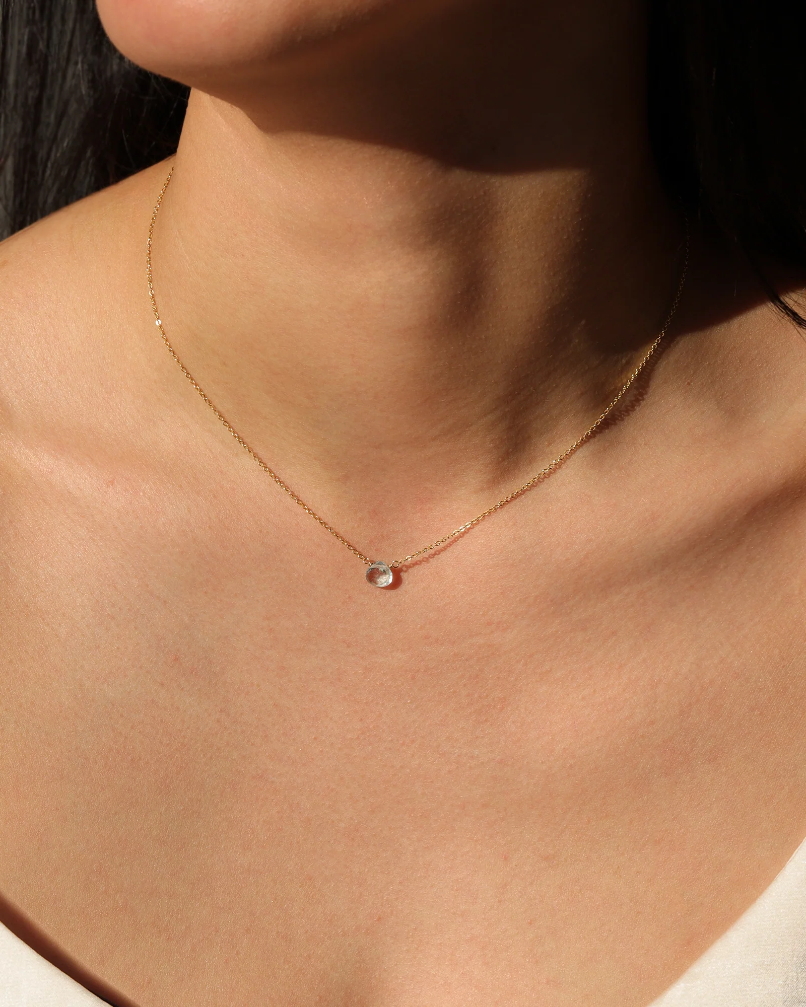 Blue Topaz Heart Cable Chain Necklace | 8mm - Image 3