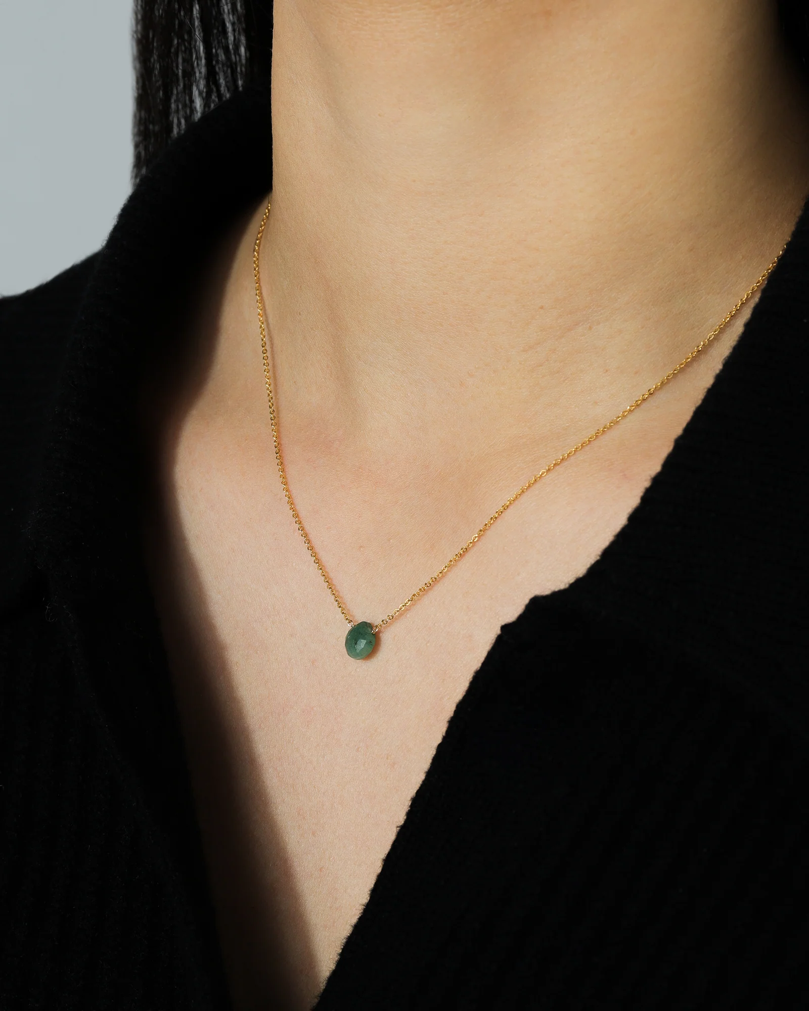 Emerald Heart Cable Chain Necklace | 8mm - Image 2