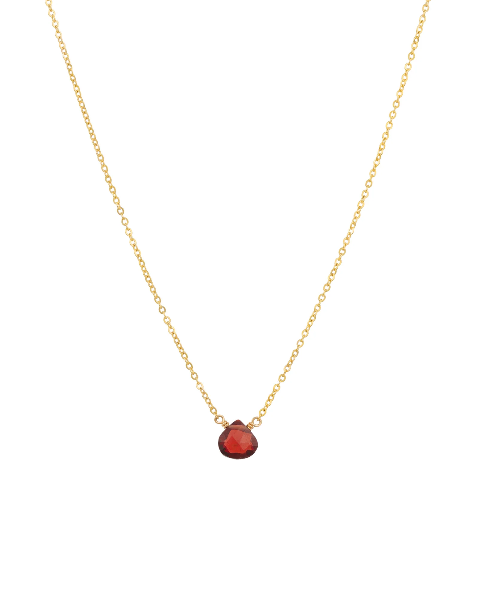 Garnet Heart Cable Chain Necklace | 10mm