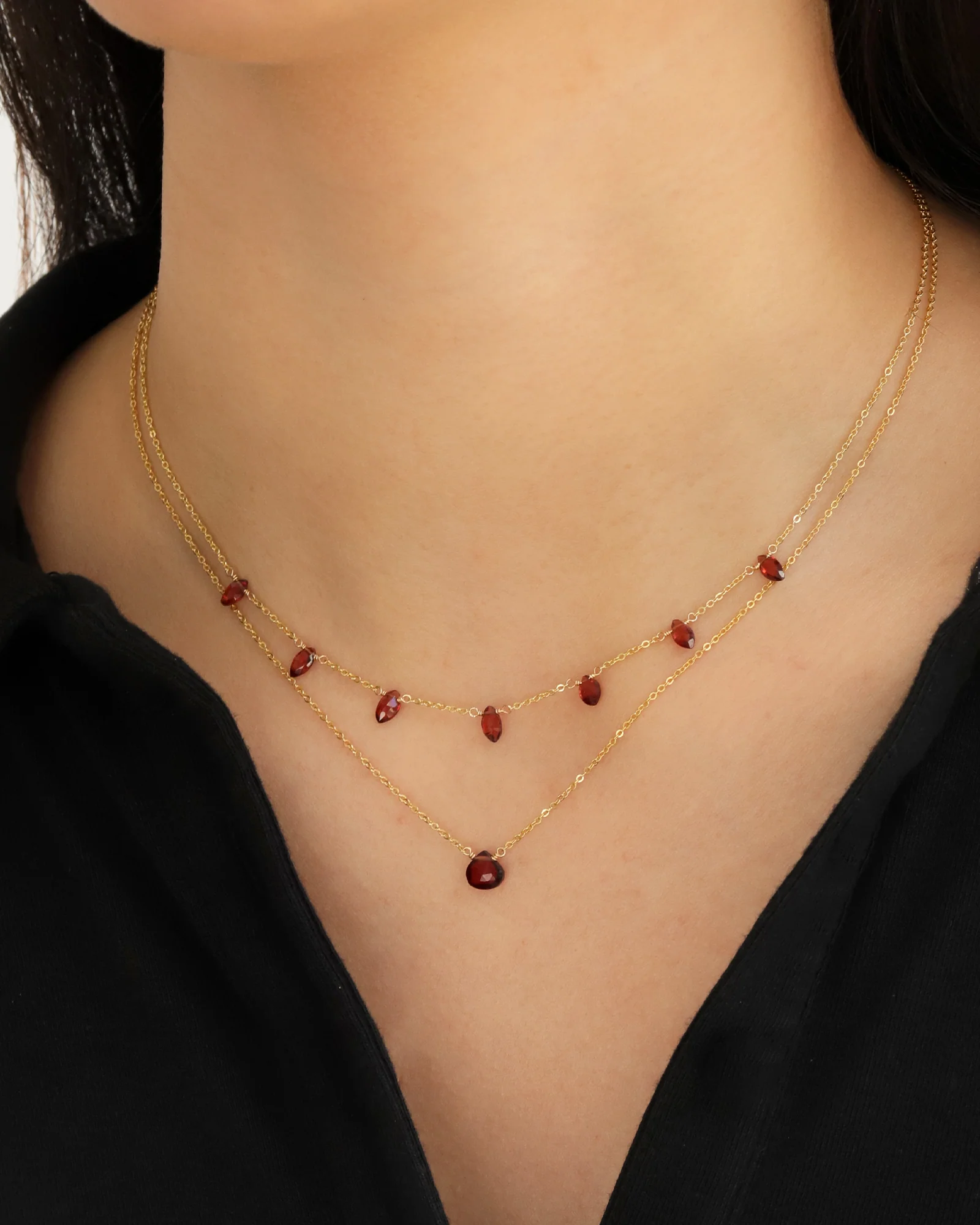 Garnet Heart Cable Chain Necklace | 10mm - Image 2