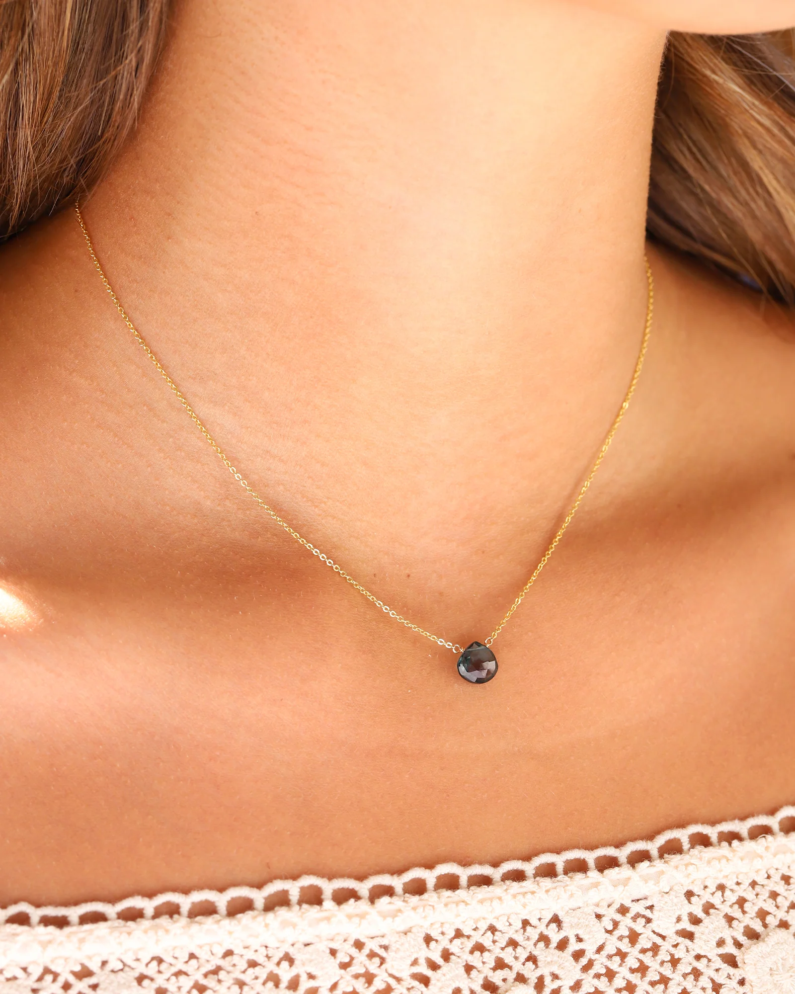 London Blue Topaz Heart Cable Chain Necklace | 8mm - Image 2