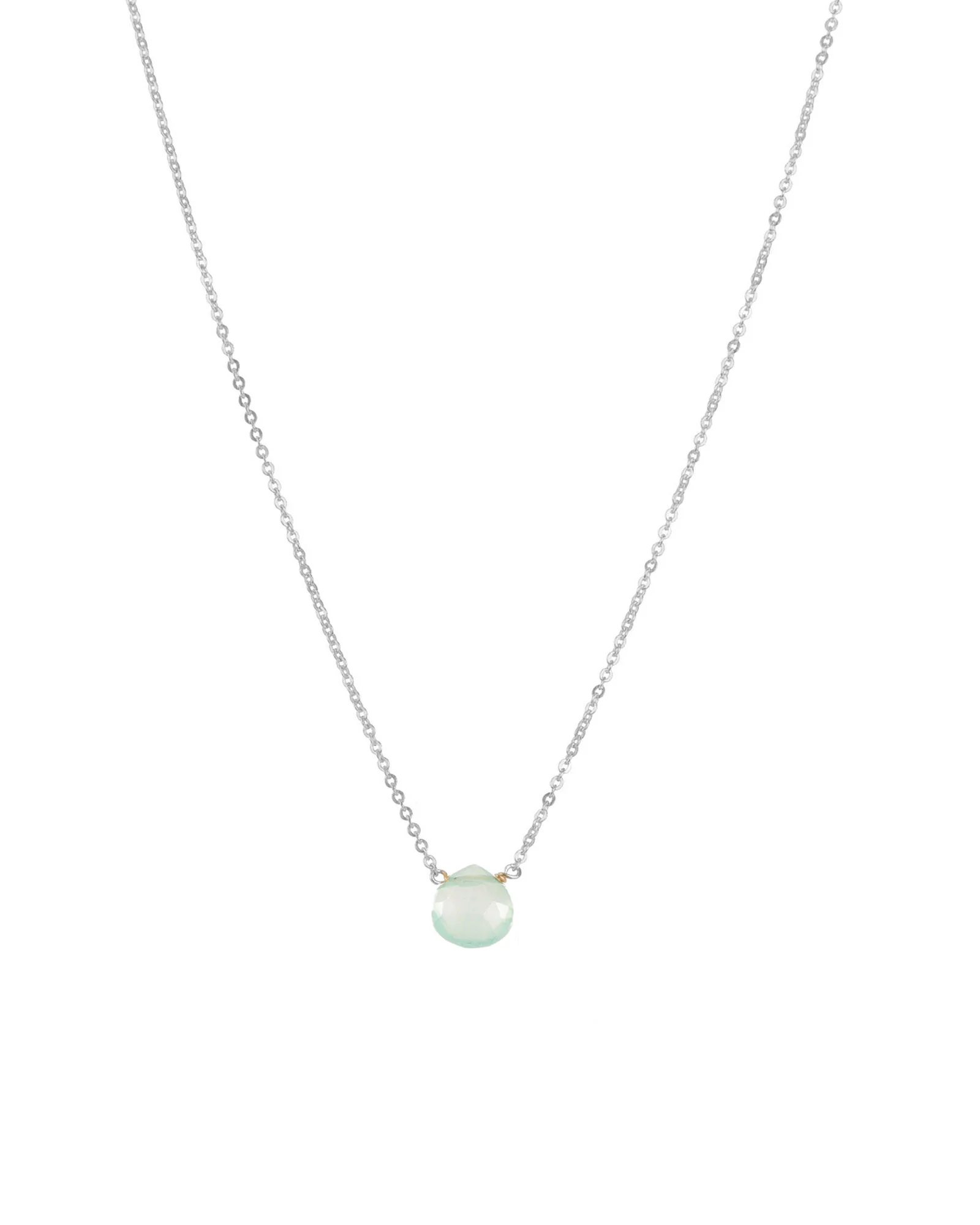 Aqua Chalcedony Heart Cable Chain Necklace | 8mm