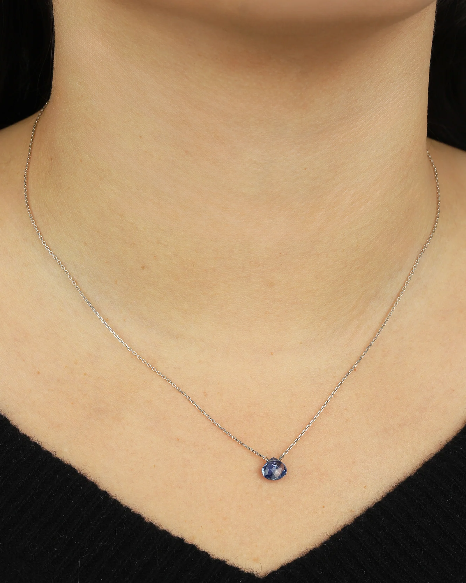 Blue Kyanite Heart Cable Chain Necklace | 8mm - Image 2