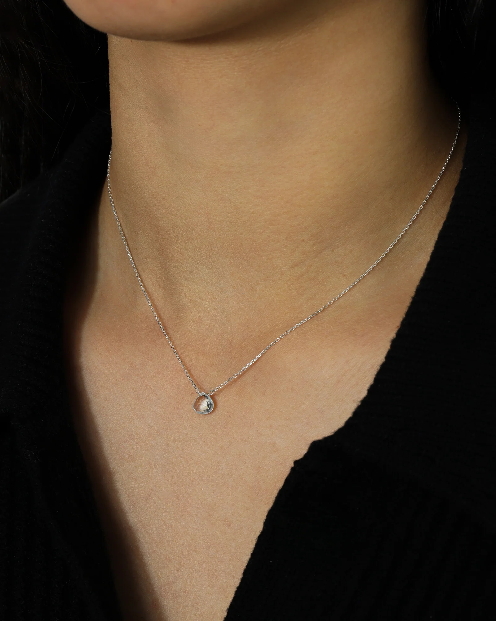 Blue Topaz Heart Cable Chain Necklace | 8mm - Image 2