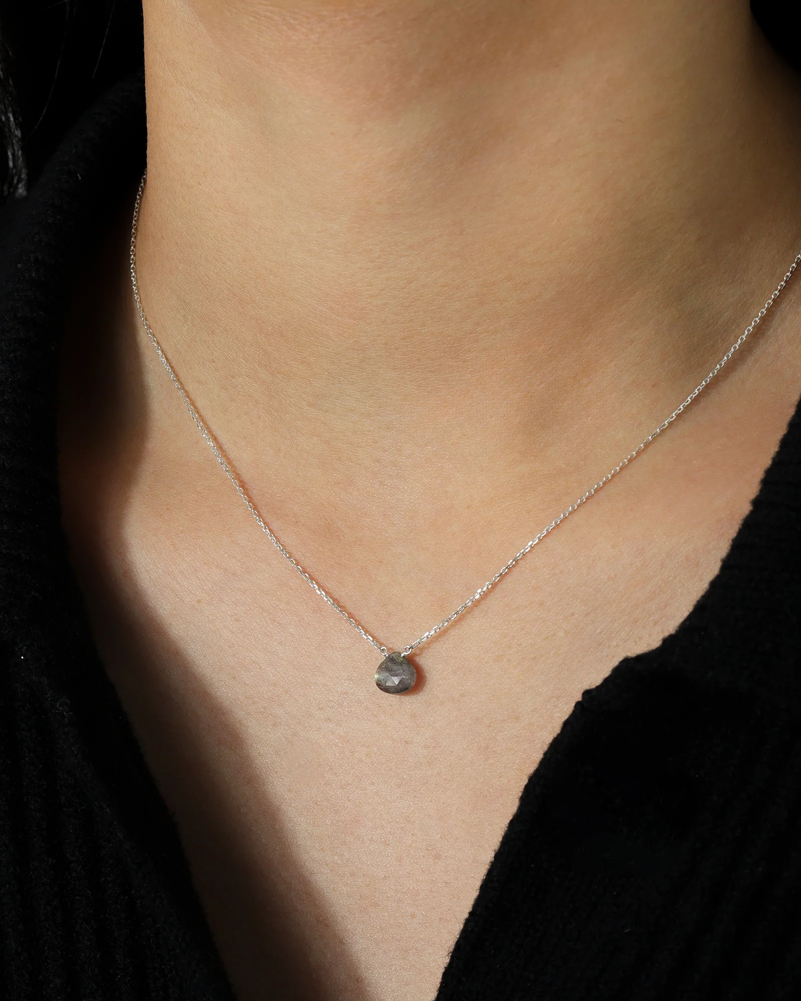 Labradorite Heart Cable Chain Necklace | 8mm - Image 2