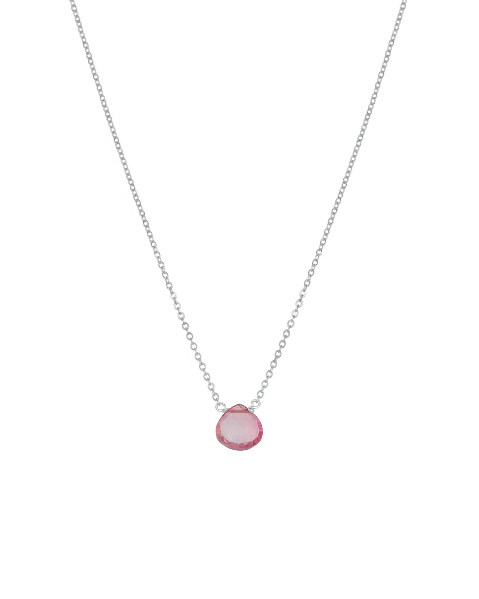 Pink Topaz Heart Cable Chain Necklace | 8mm