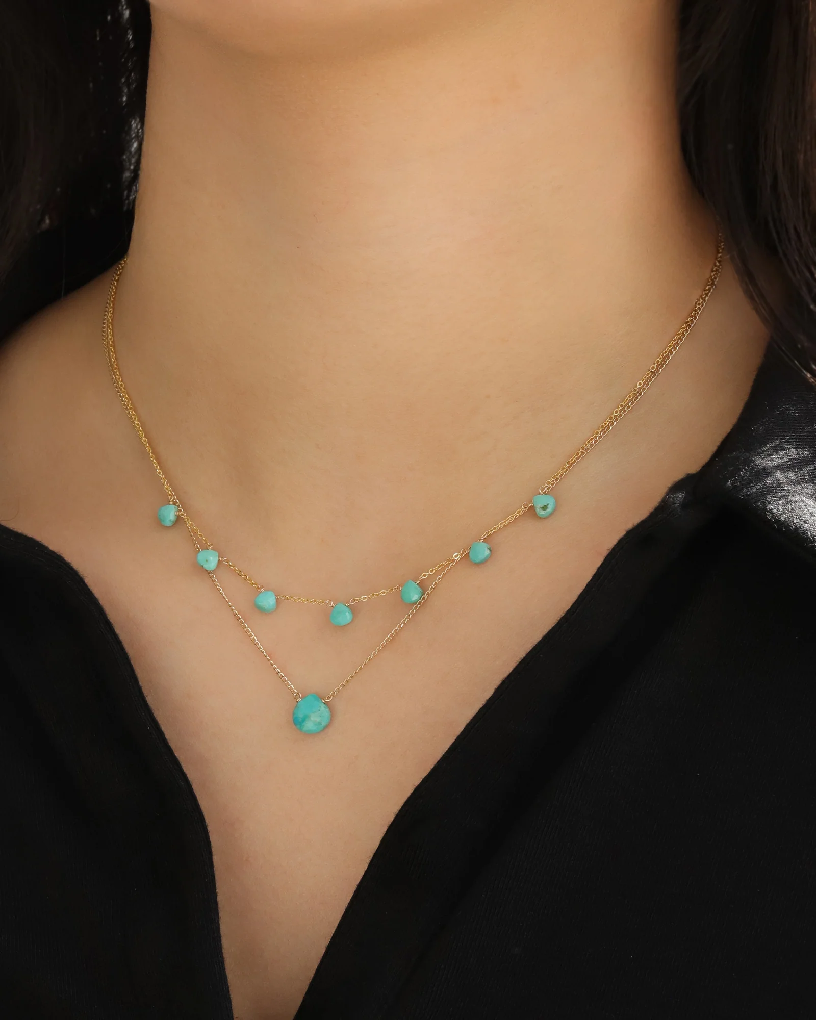 Turquoise Heart Curb Chain Necklace | 8mm - Image 2