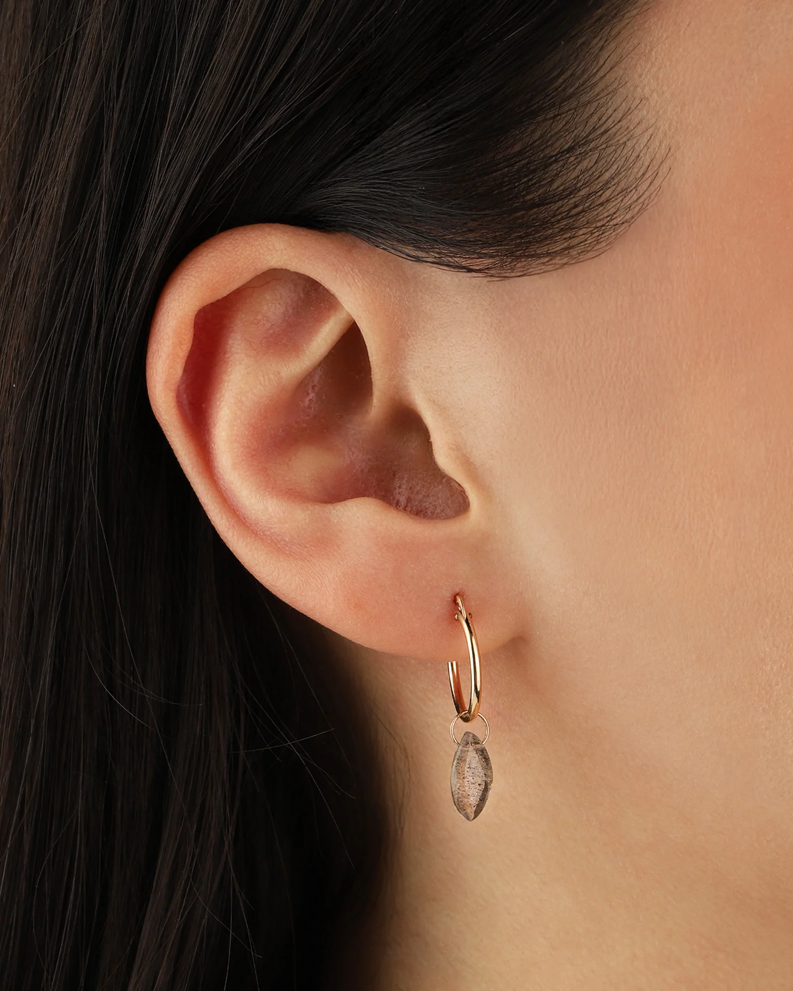 Labradorite Marquise Floating Drop Huggies | 15mm - Image 2