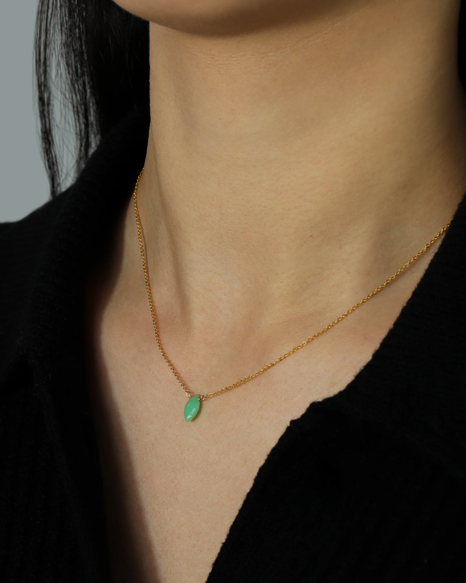 Chrysoprase Marquise Cable Chain Necklace | 10mm - Image 2