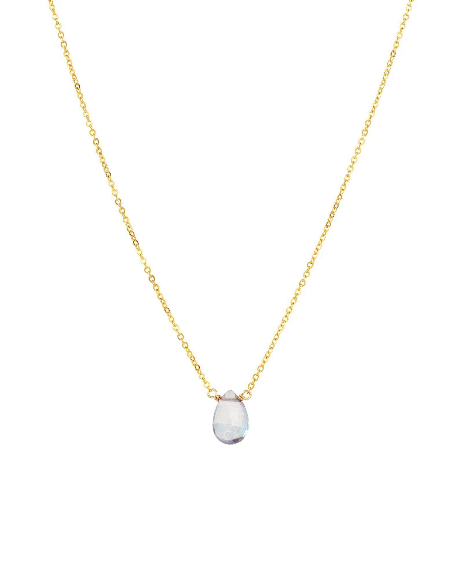 Stoned By Gem Jar Mystic Blue Topaz Par Cable Chain Necklace