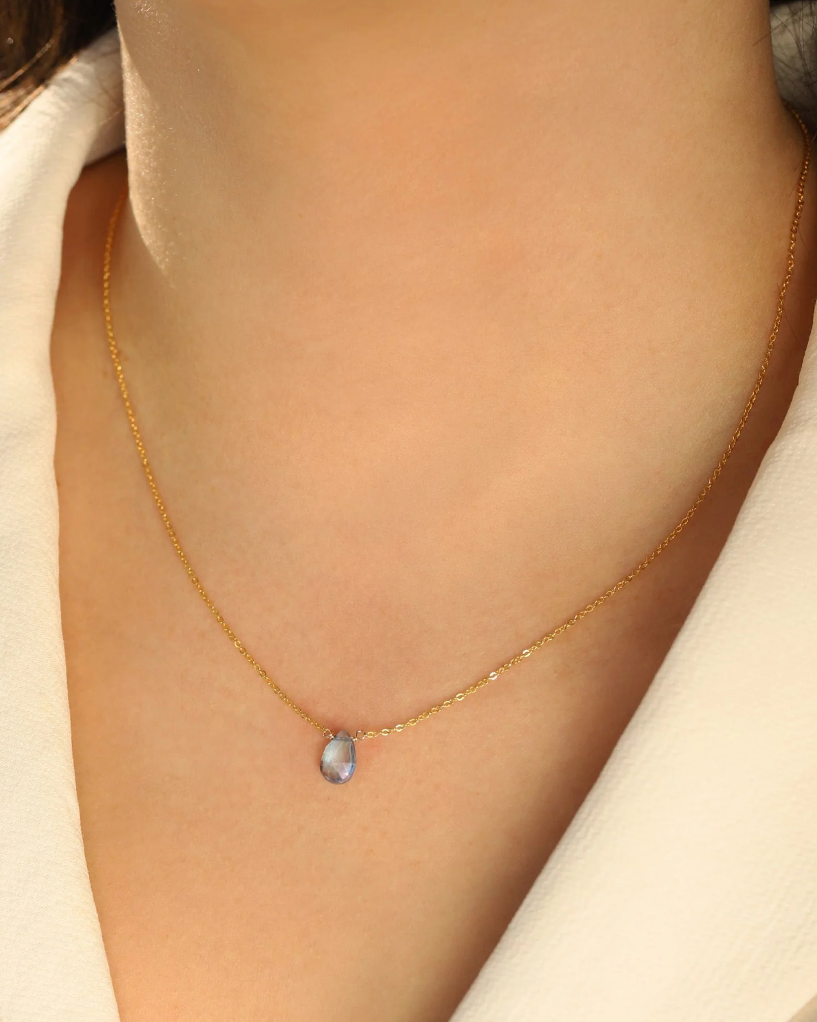 Mystic Blue Topaz Pear Cable Chain Necklace | 8mm - Image 4