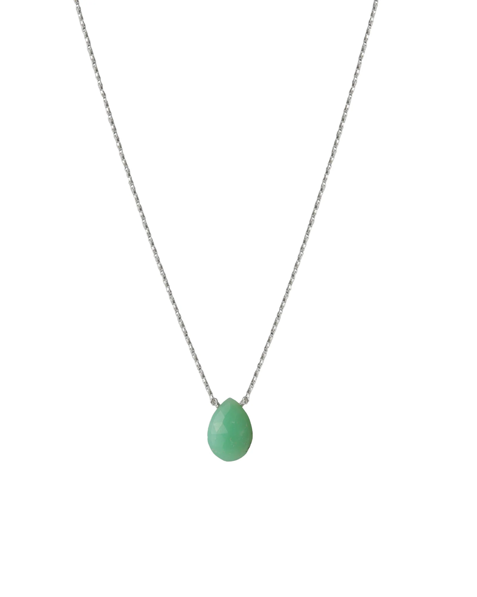 Chrysoprase Pear Box Chain Necklace  | 8mm