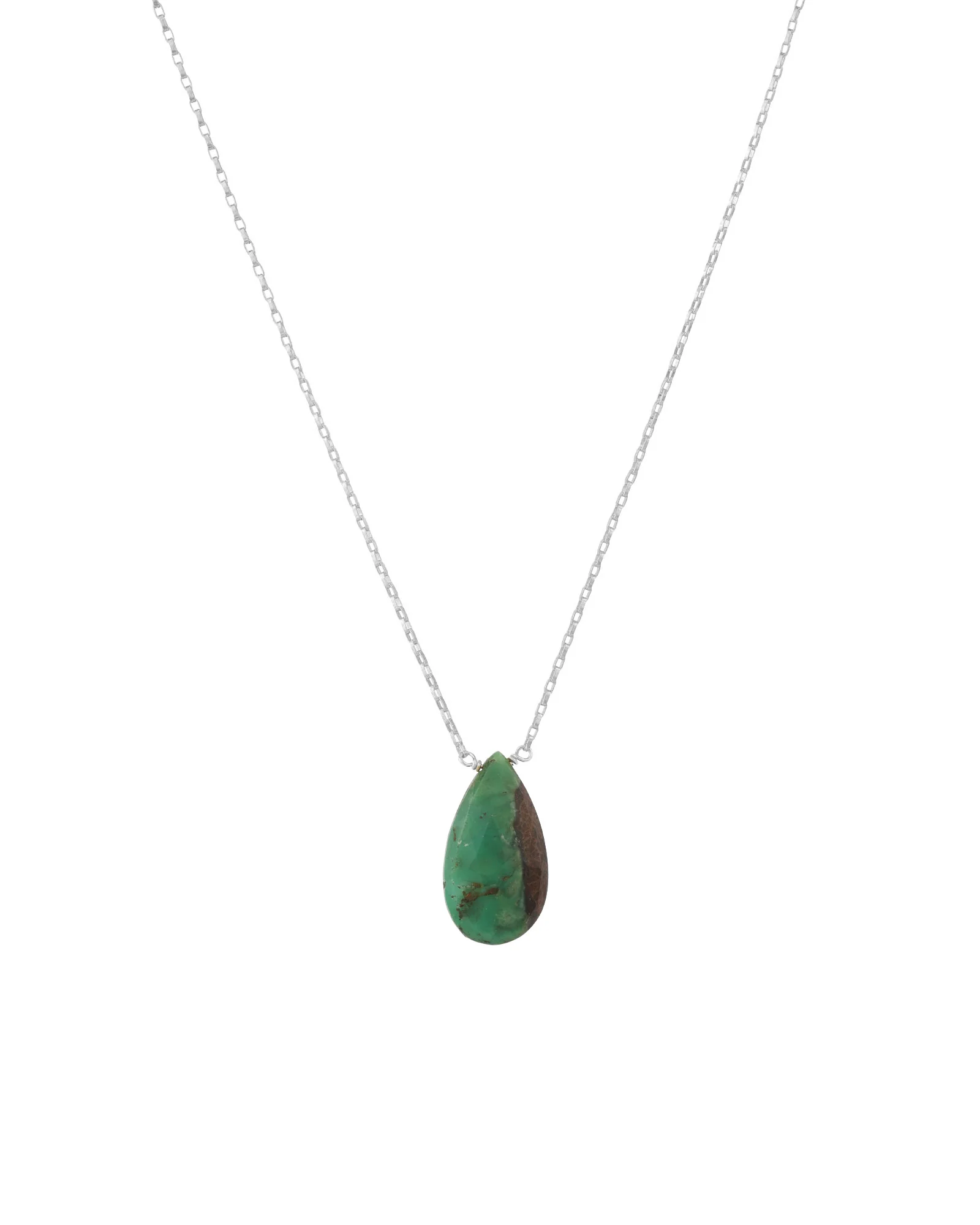 Chrysoprase Pear Box Chain Necklace | 10mm