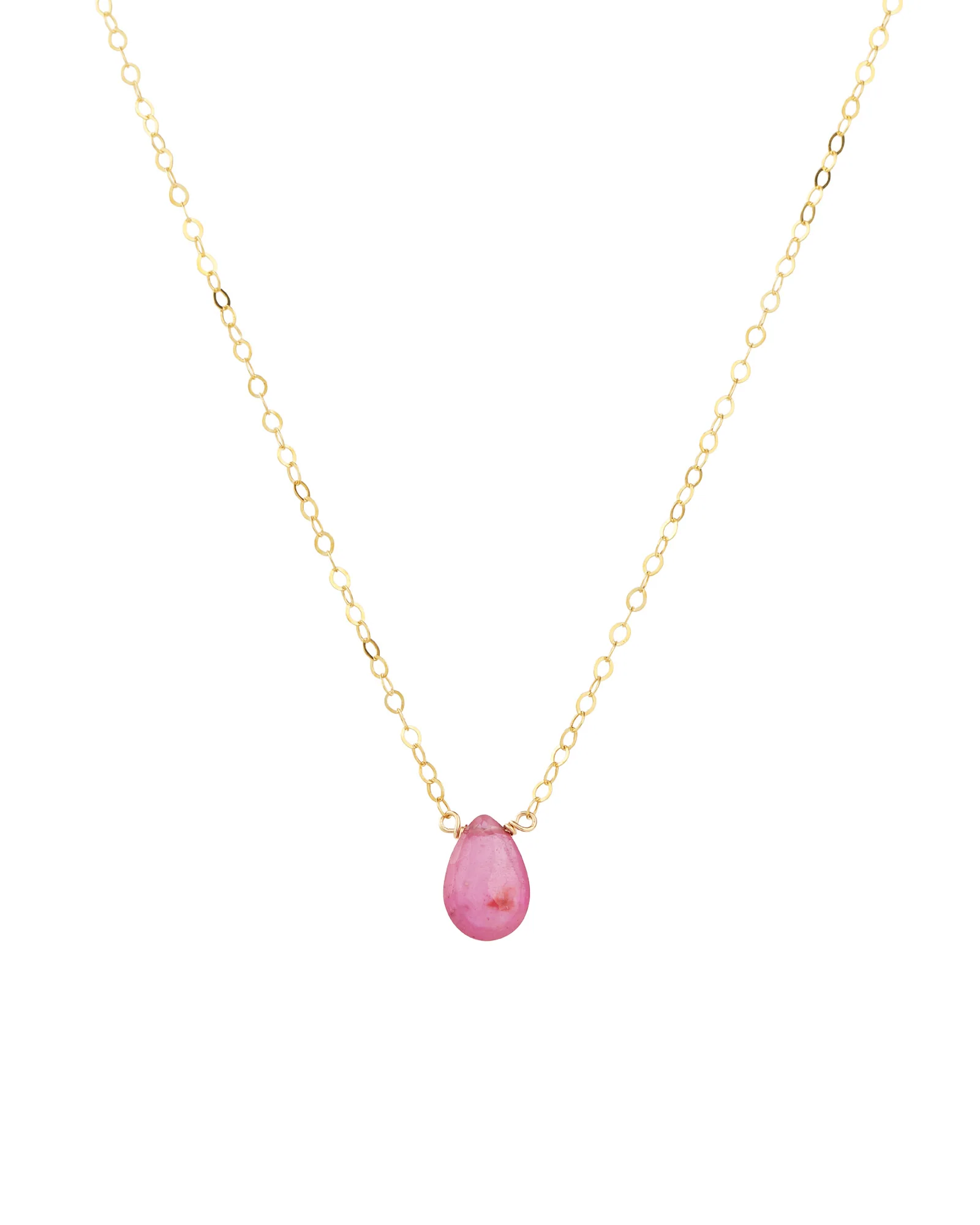 Pink Sapphire Pear Cable Chain Necklace | 6mm