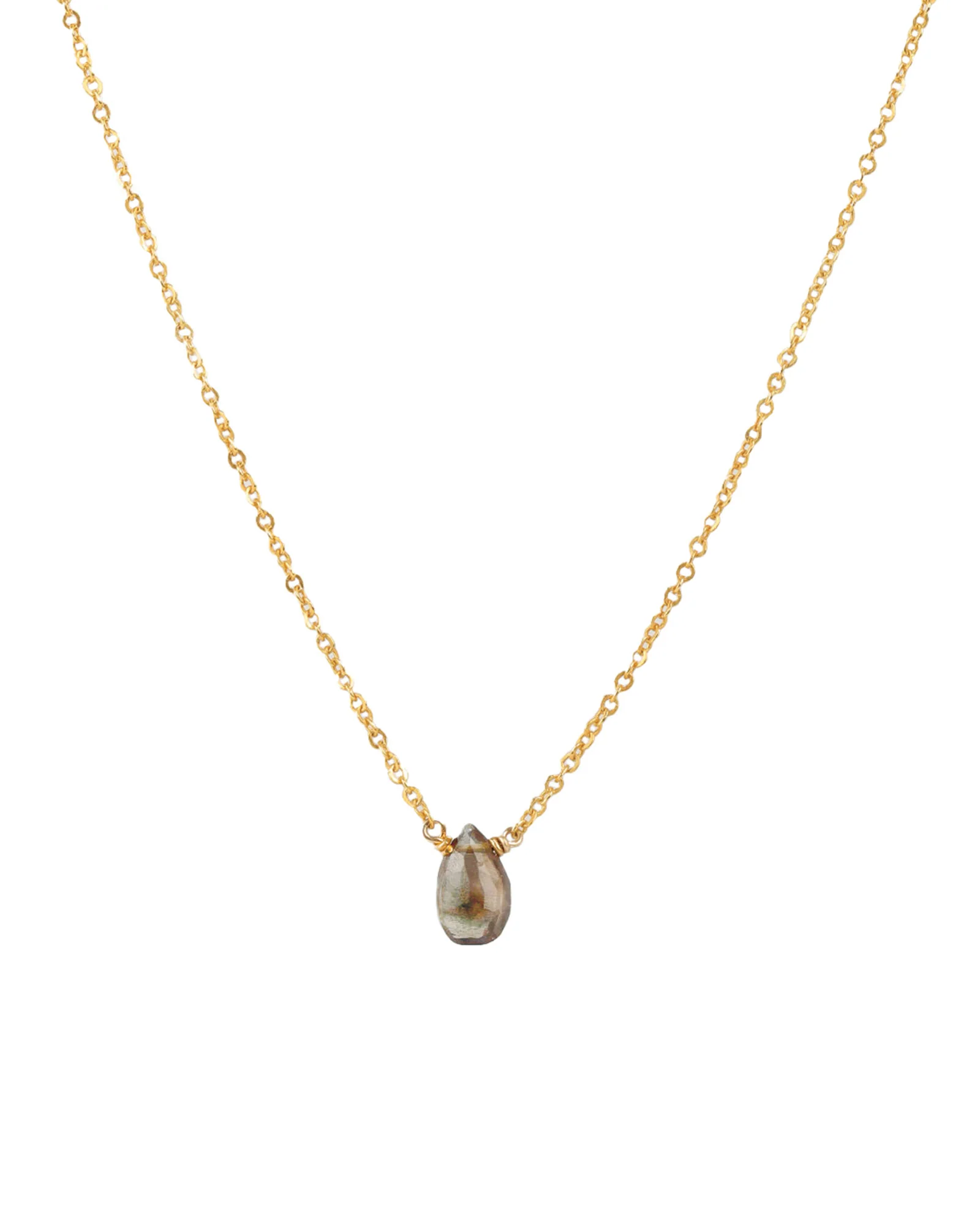 Smoky Topaz Pear Cable Chain Necklace | 6mm